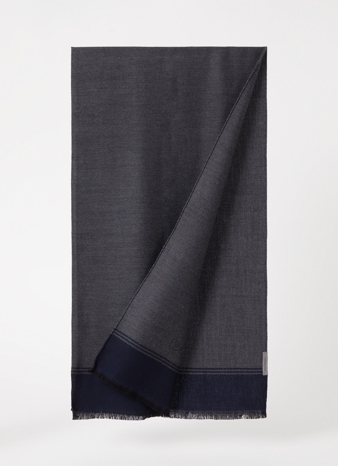 Corneliani Sjaal van wol 180 x 50 cm - voorkant 3 donkerblauw