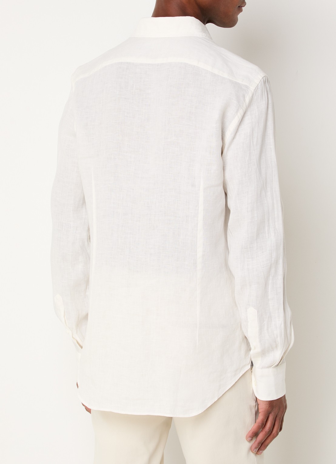 Corneliani Slim fit overhemd van linnen - achterkant 3 creme