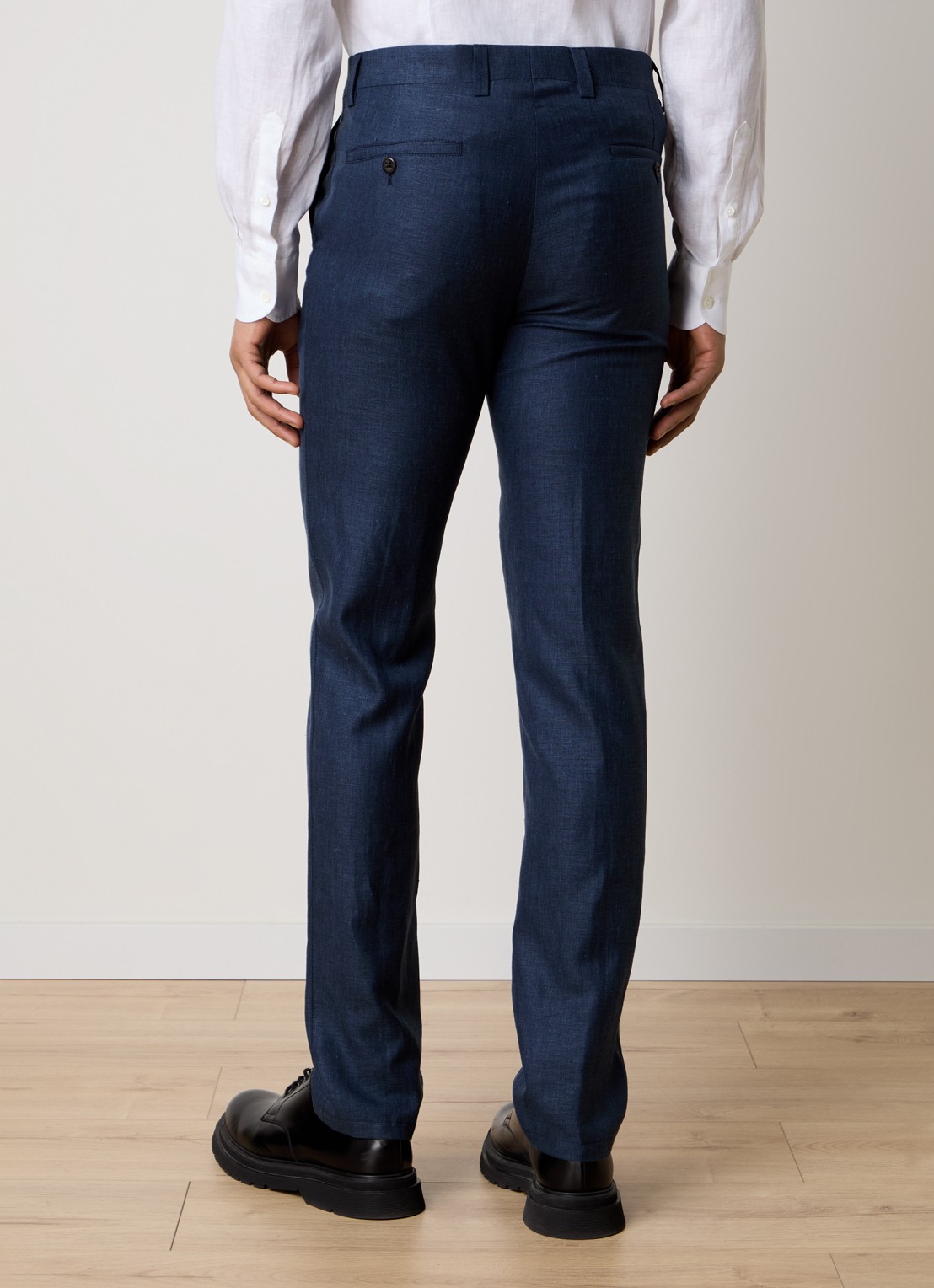 Corneliani Slim fit pantalon in zijdeblend met steekzakken - achterkant 5 indigo