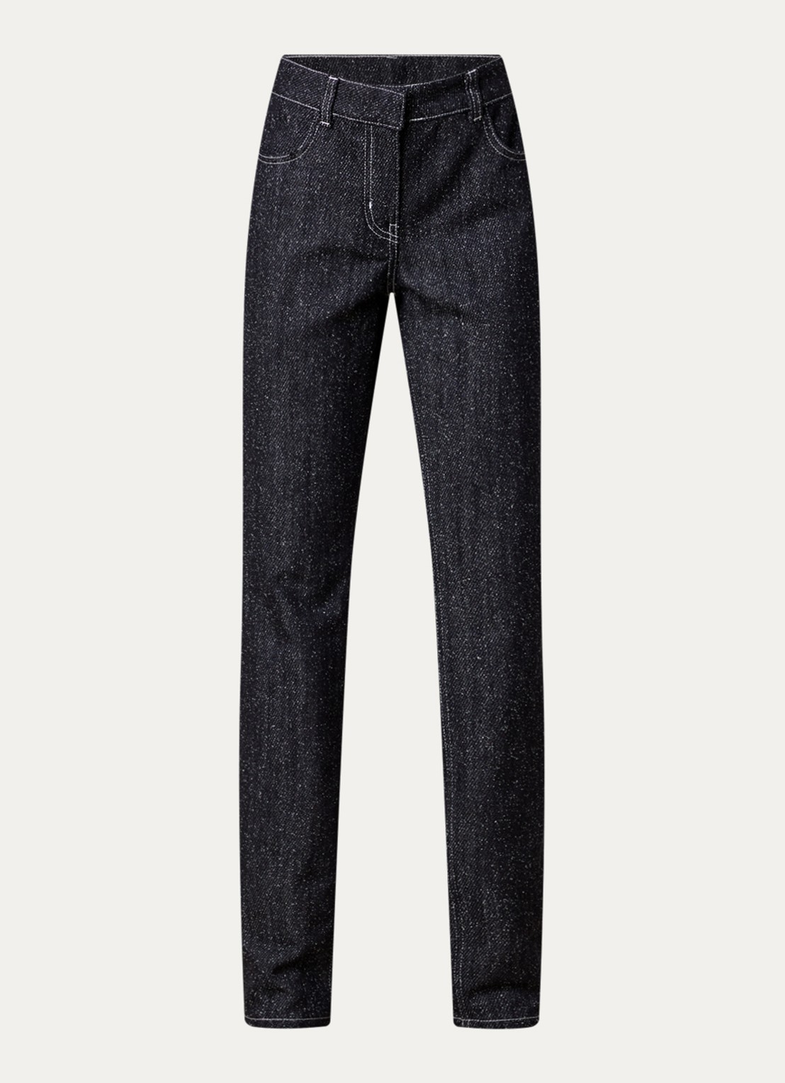 Courrèges High waist straight leg jeans met tweed-look - voorkant 3 zwart