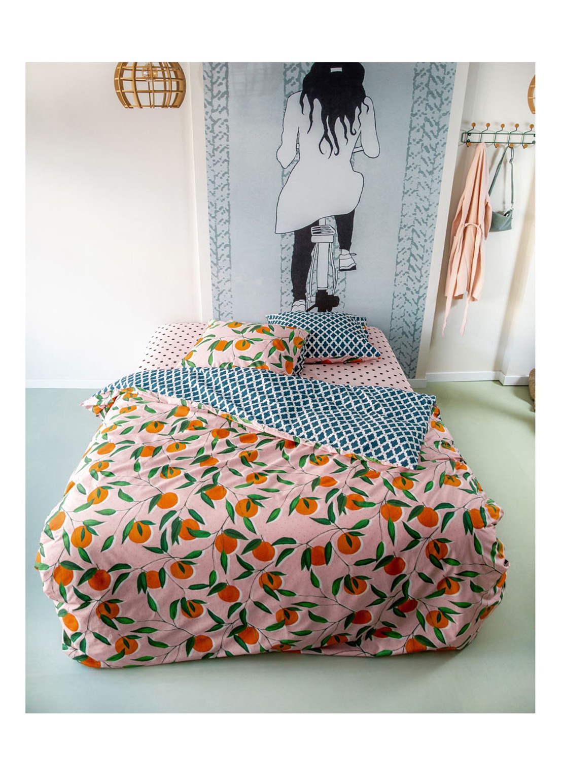 Covers & Co Squeeze the Day kussensloop  van katoen perkal 200TC - detail lichtroze