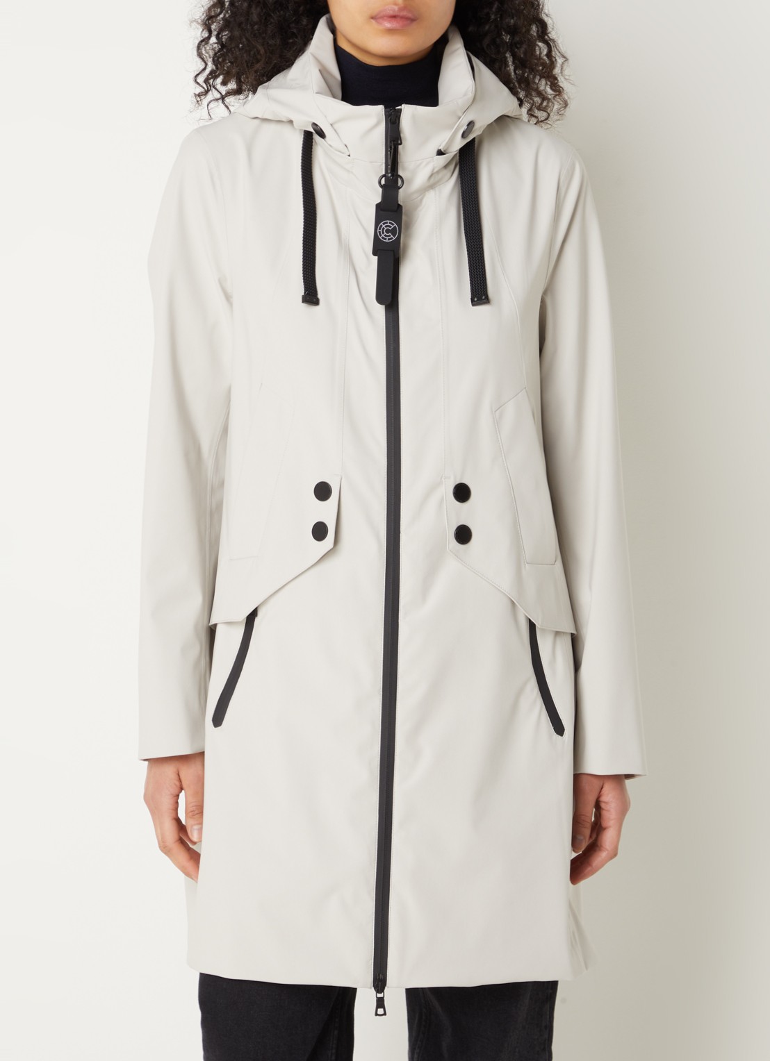 Creenstone Dalia parka met capuchon en ritszakken - detail 4 gebroken wit