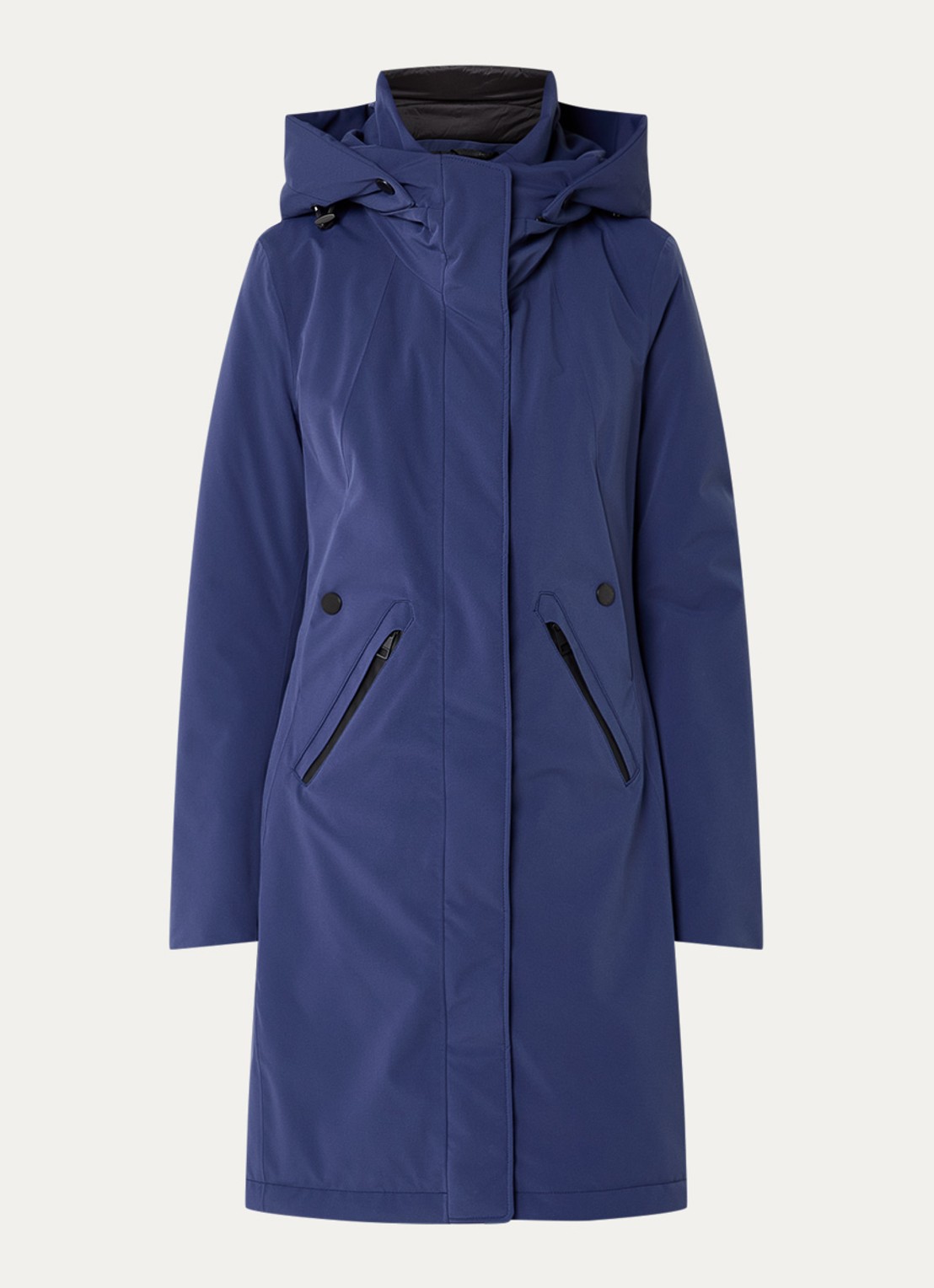 Creenstone Evanna gewatteerde regenjas met afneembare capuchon en ritszakken - voorkant 3 blauw