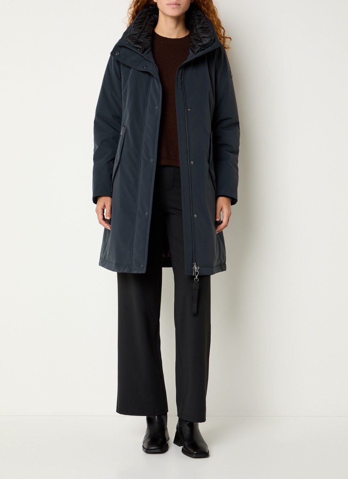 Creenstone Gabriella gewatteerde parka met ritszakken - voorkant 4 donkerblauw