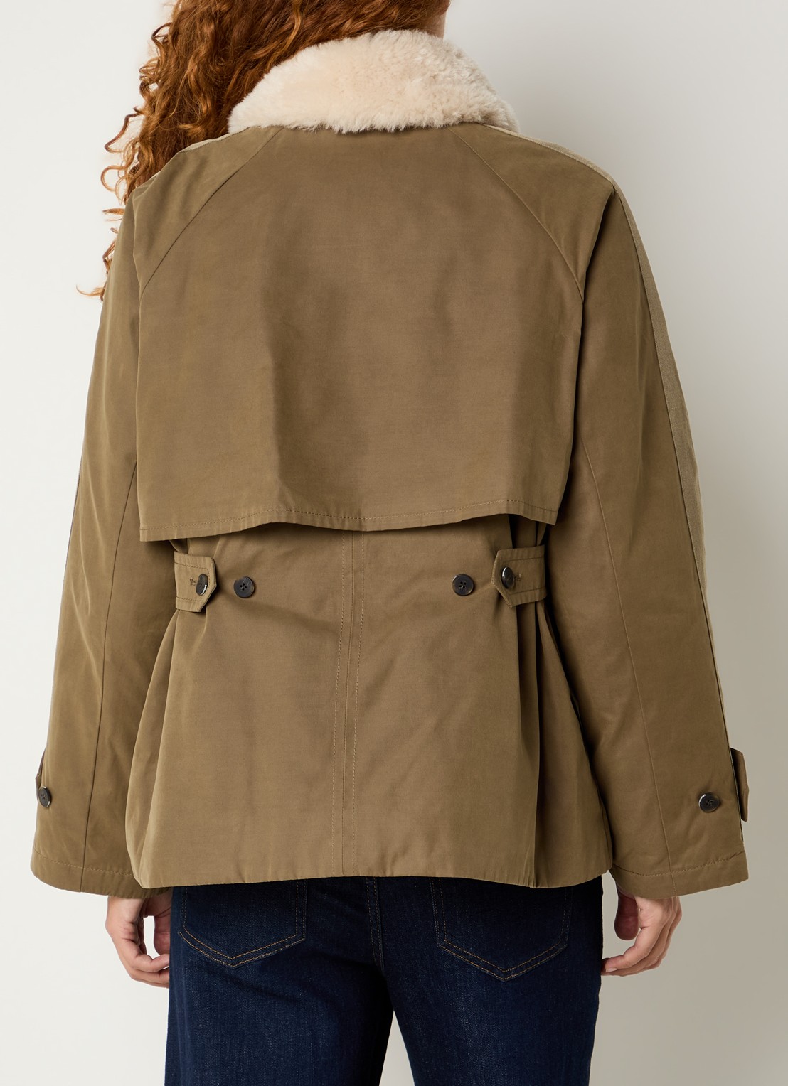 Creenstone Helena jack met afneembare kraag van imitatiebont - achterkant 2 donkerkhaki