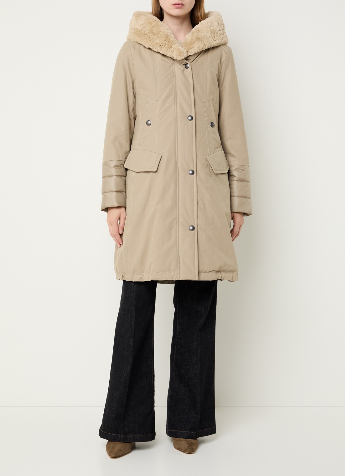 Creenstone Rhona gewatteerde parka met afneembare imitatiebont - detail 4 beige