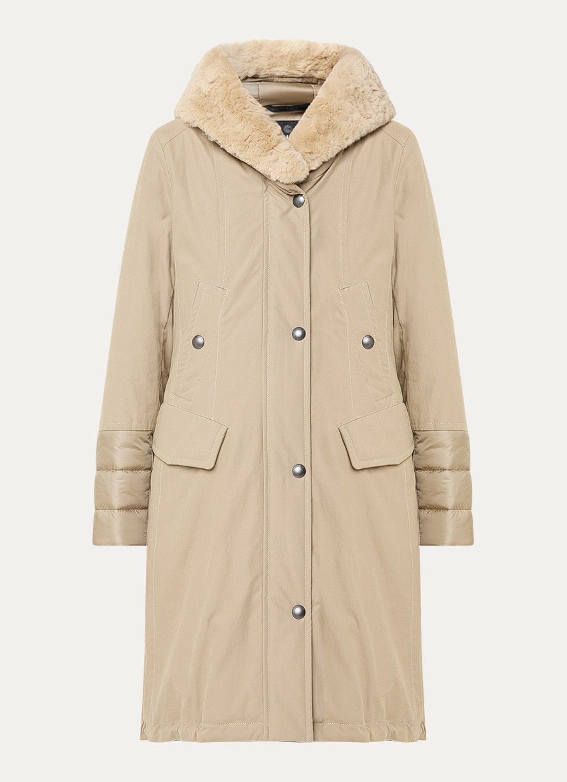 Creenstone Rhona gewatteerde parka met afneembare imitatiebont - voorkant beige