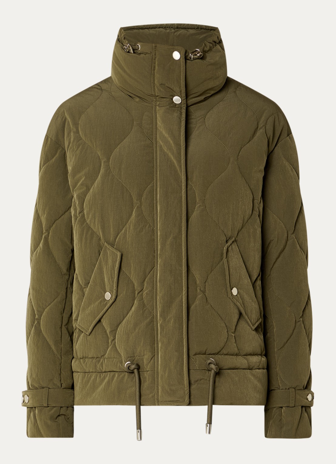 Creenstone Valentina gewatteerd jack met klepzakken en quilt patroon - voorkant 3 mosgroen