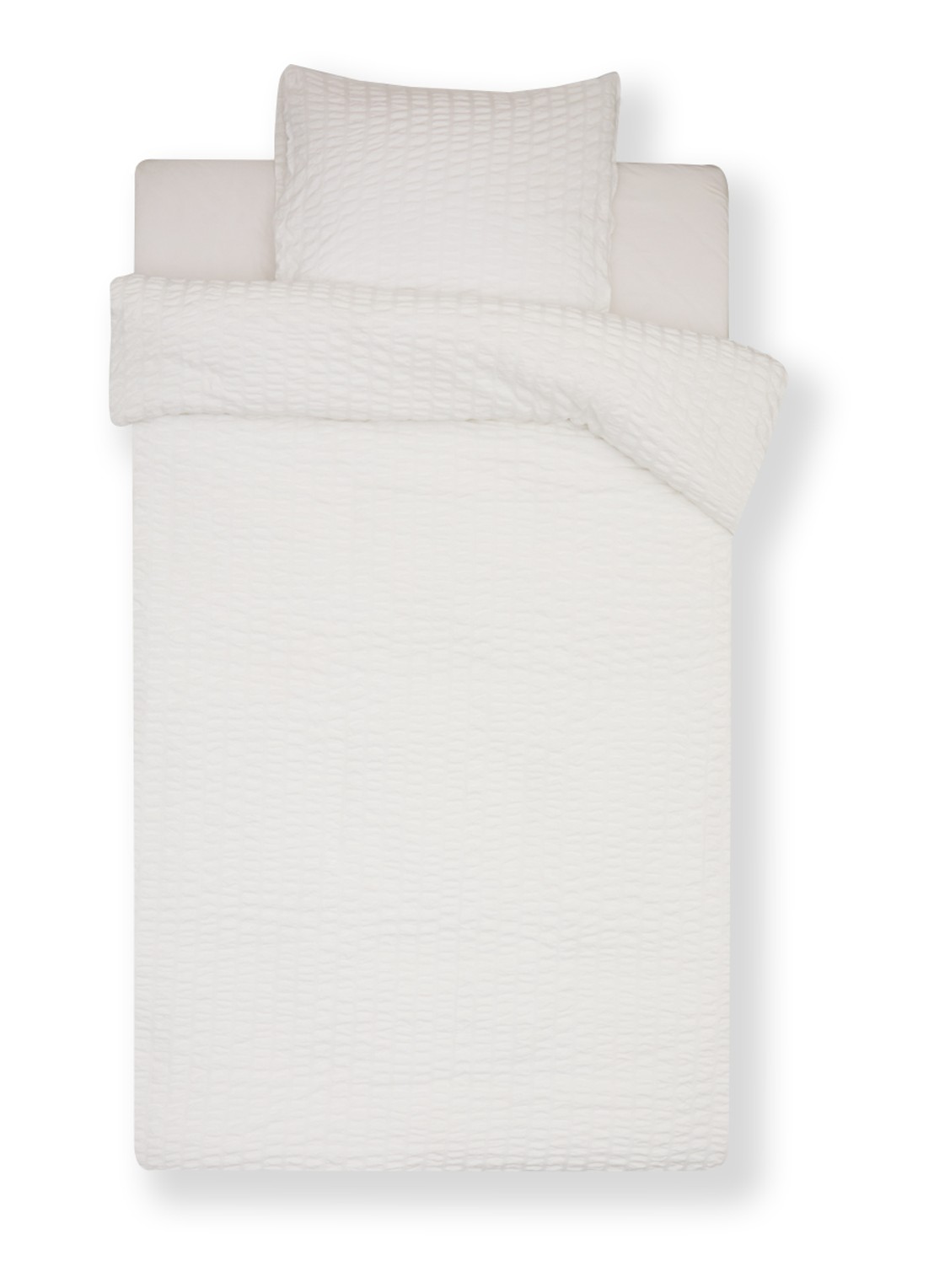 Crisp Sheets Big Waffle dekbedovertrekset van katoen 200TC - inclusief kussenslopen - voorkant 2 wit