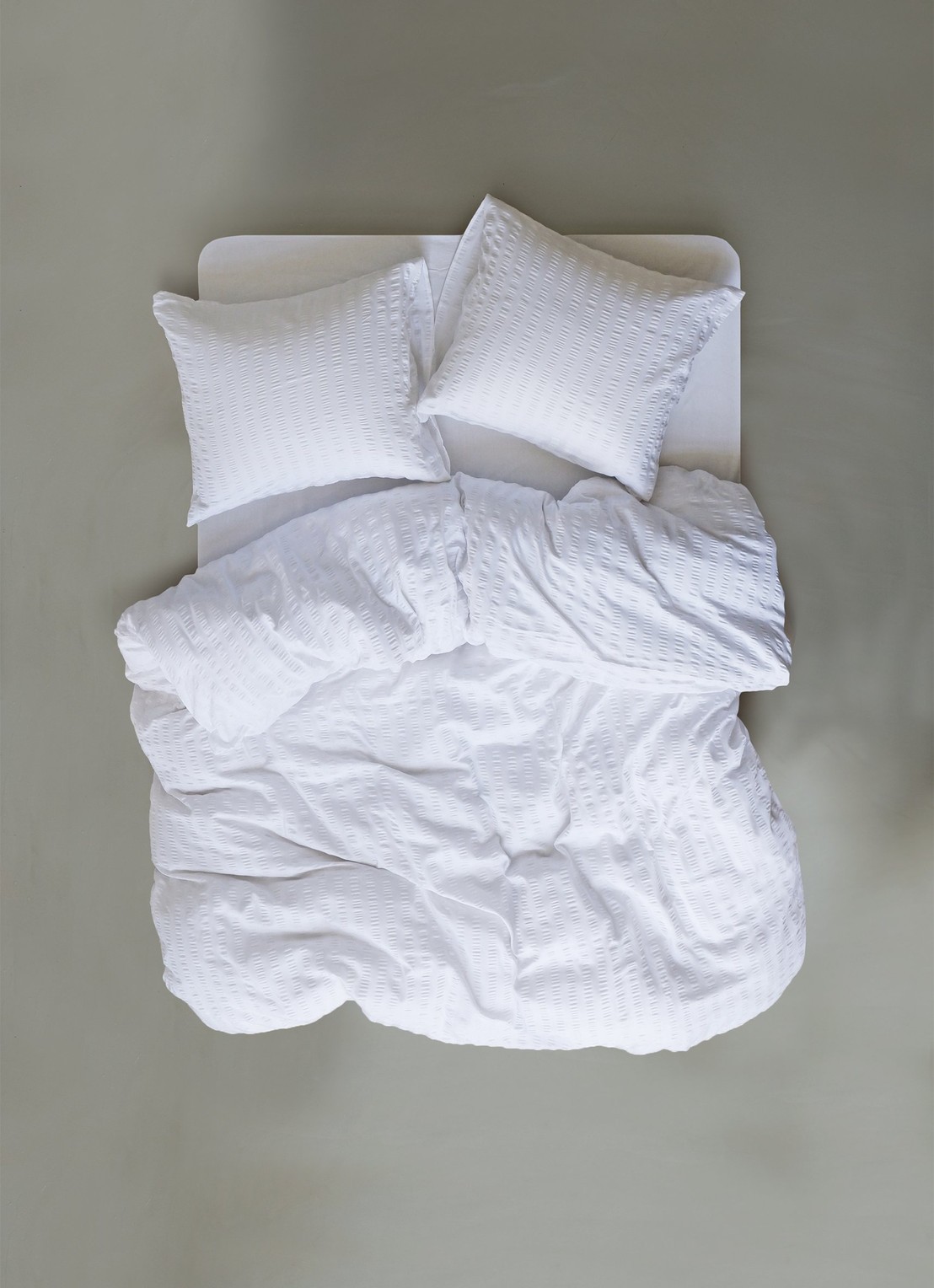 Crisp Sheets Smooth Waffle dekbedovertrek van katoensatijn 200TC - inclusief kusensloop - voorkant 2 wit
