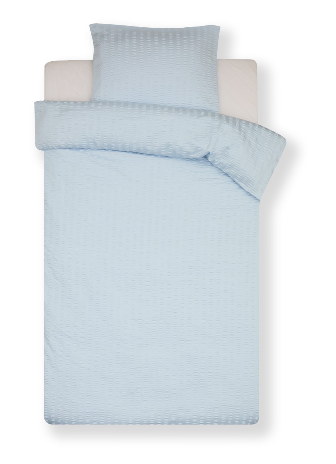 Crisp Sheets Smooth Waffle dekbedovertrekset van katoensatijn 200TC - inclusief kussenslopen - voorkant 2 lichtblauw