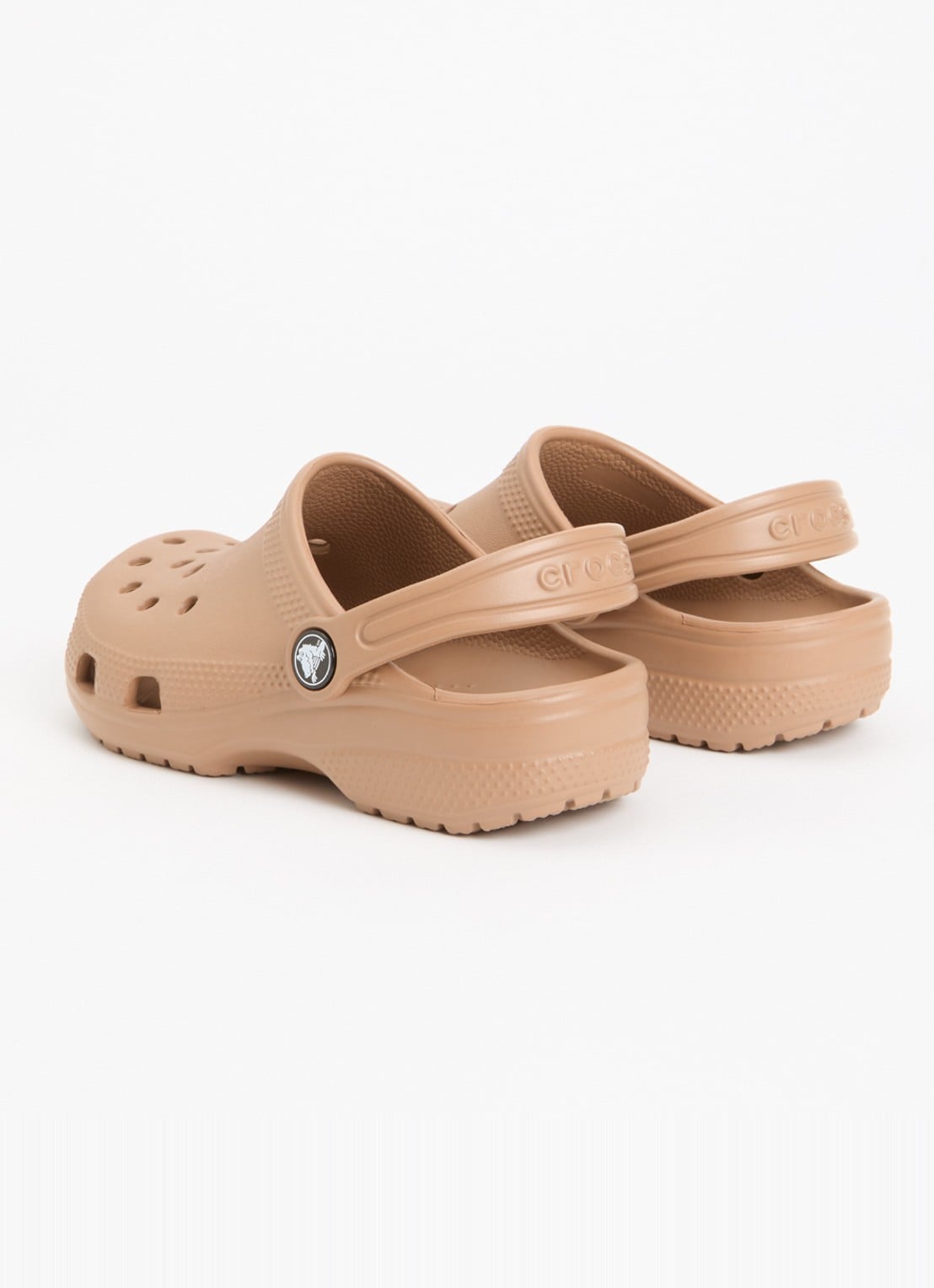 Crocs Classic clog instapper met logo - achterkant 2 lichtbruin