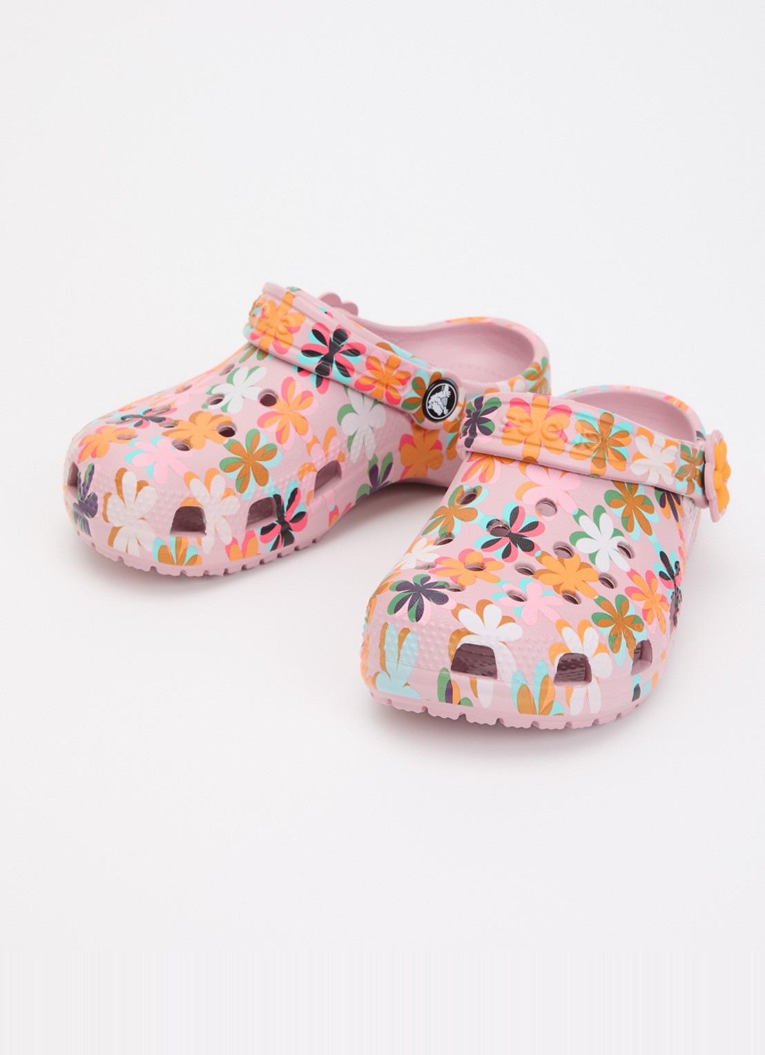 Crocs Classic Graphic Clog instapper met bloemenprint - voorkant 4 paars