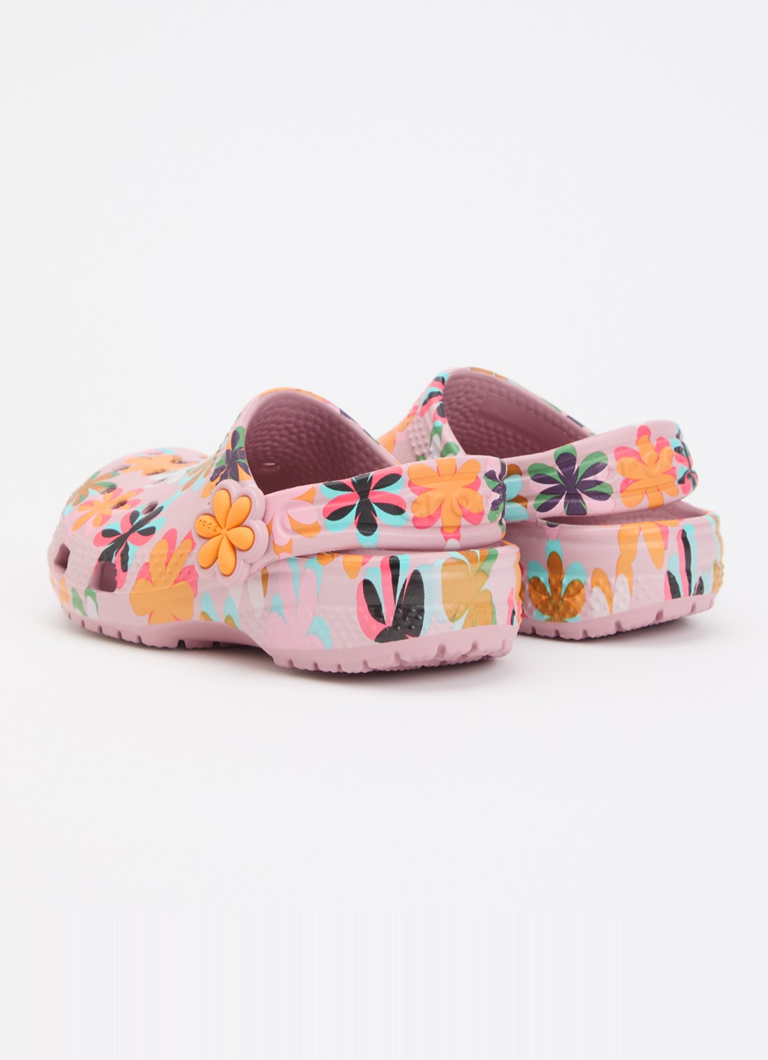 Crocs Classic Graphic Clog instapper met bloemenprint - achterkant roze