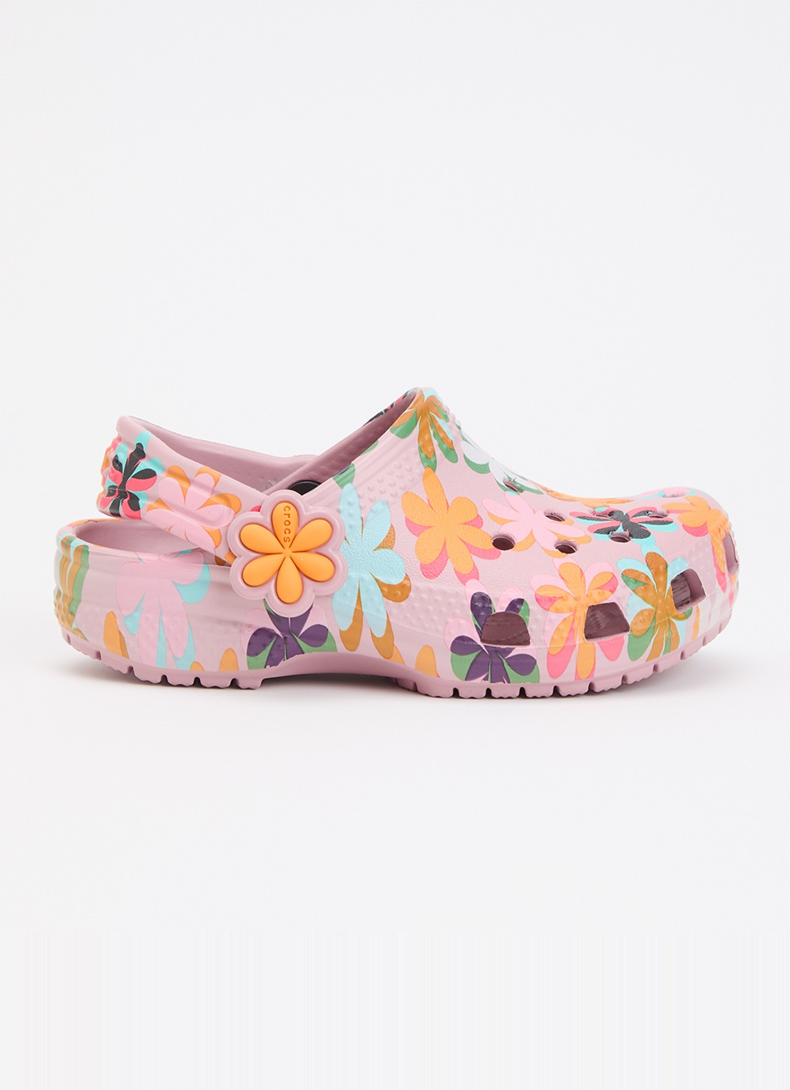 Crocs Classic Graphic Clog instapper met bloemenprint - voorkant 2 roze