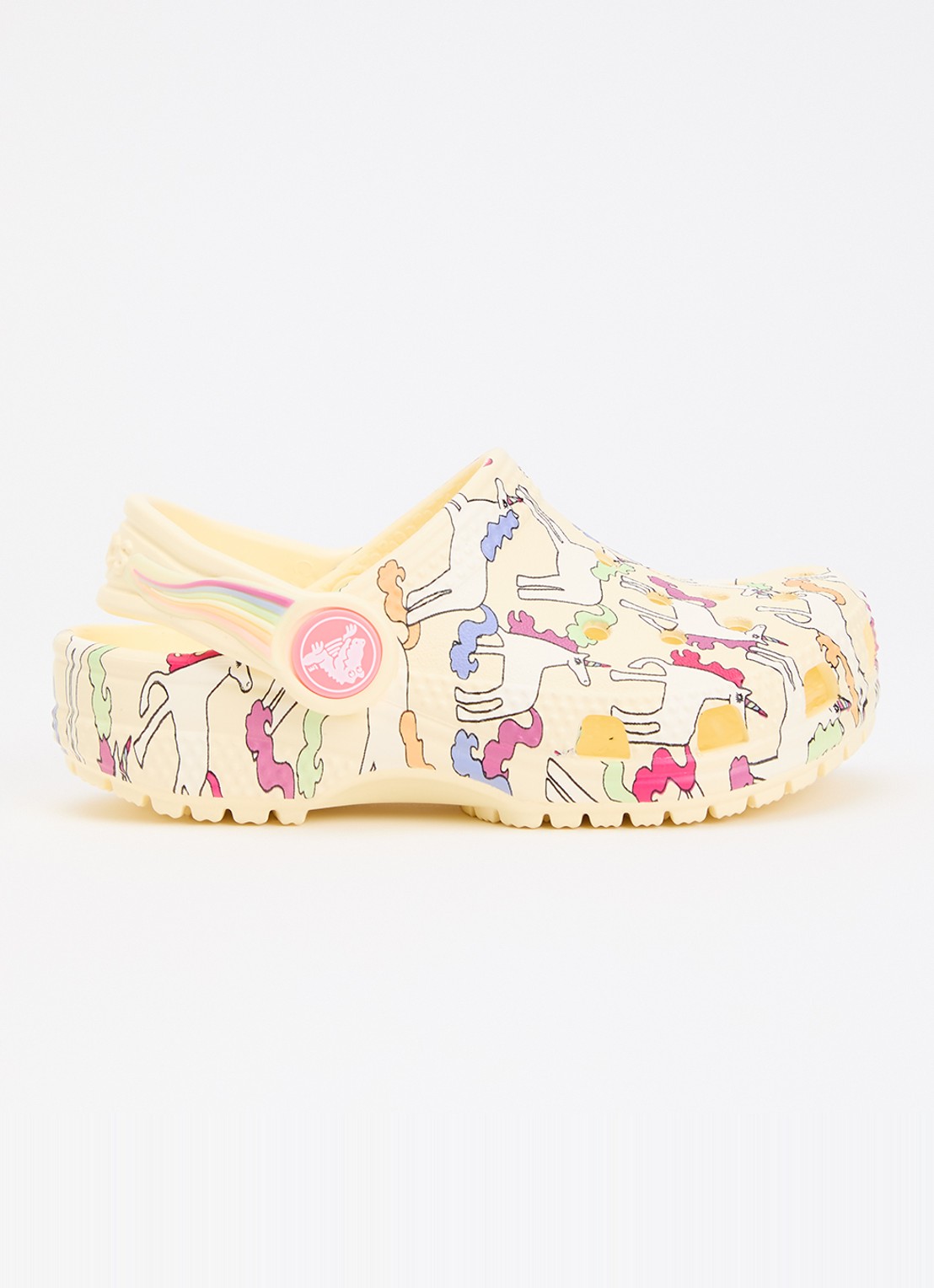 Crocs Classic Graphic Clog instapper met print  - voorkant lichtgeel