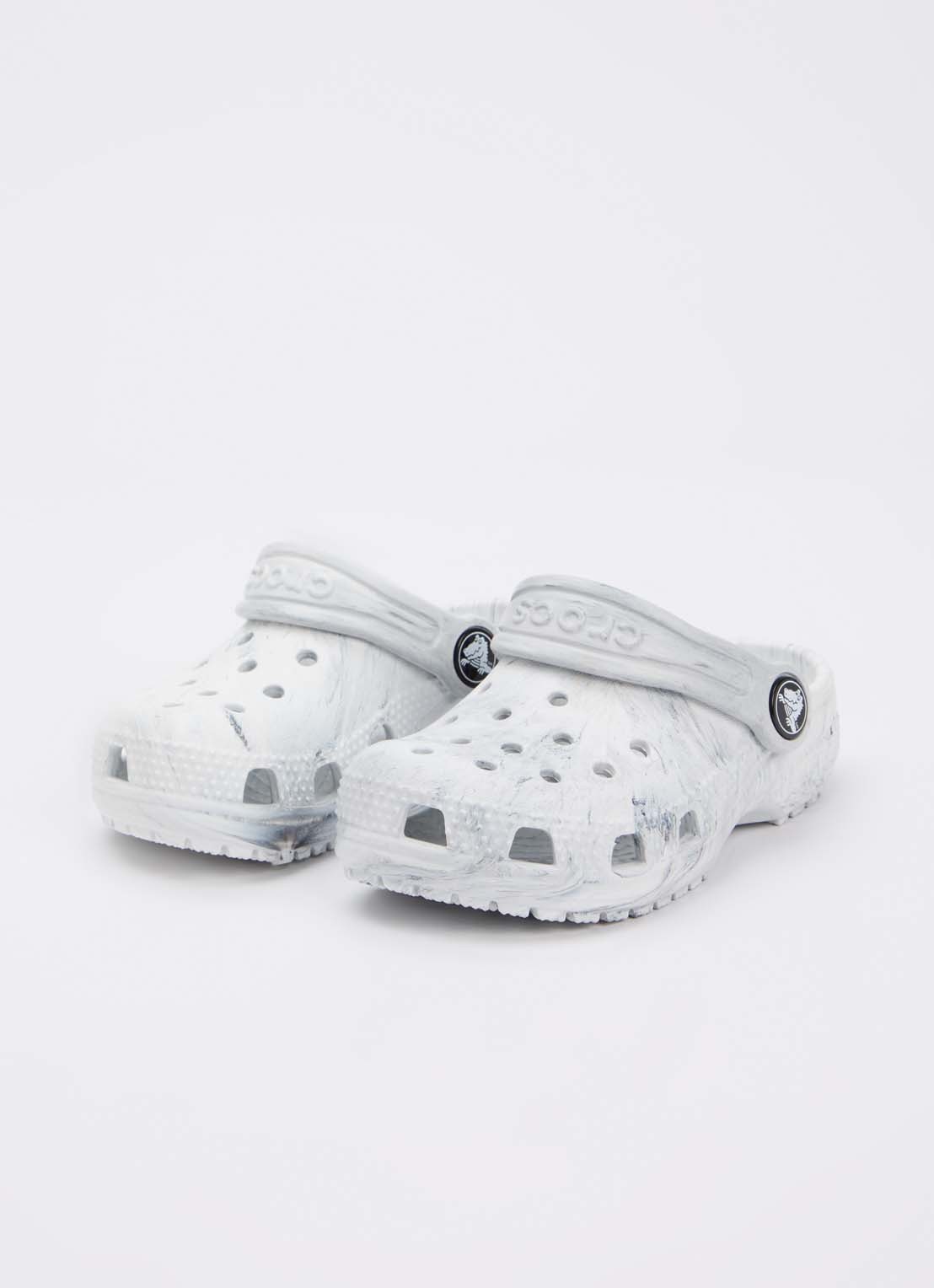 Crocs Classic Marbled Clog instapper - voorkant 4 lichtgrijs