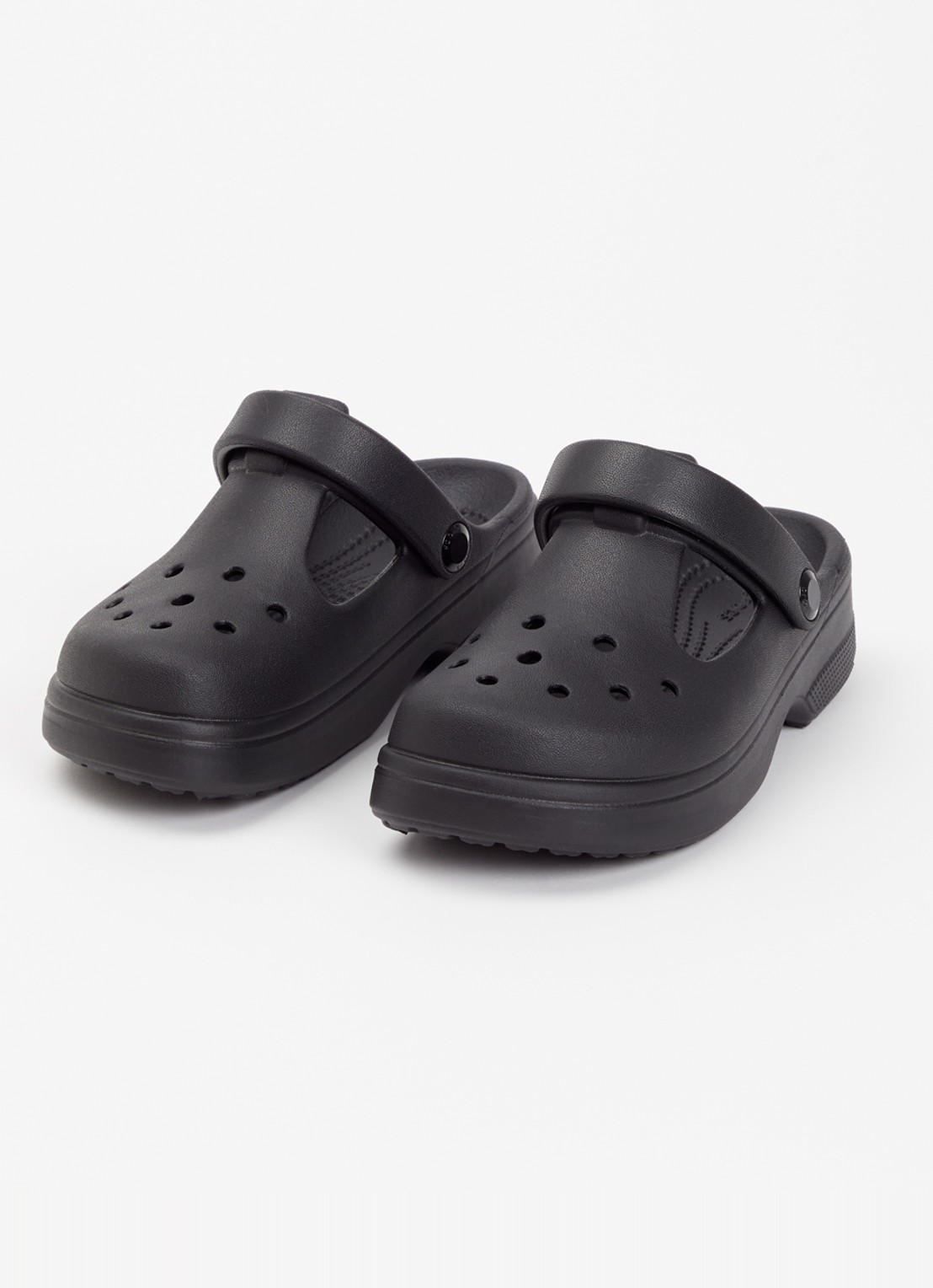 Crocs Classic Mary Jane instapper met logo - voorkant 3 zwart