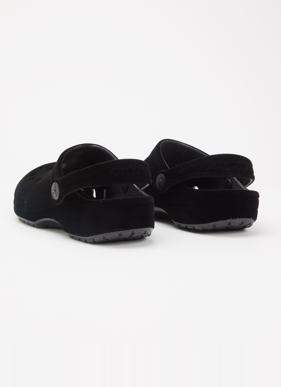 Crocs Classic Velvet Clog instapper met logo - achterkant zwart
