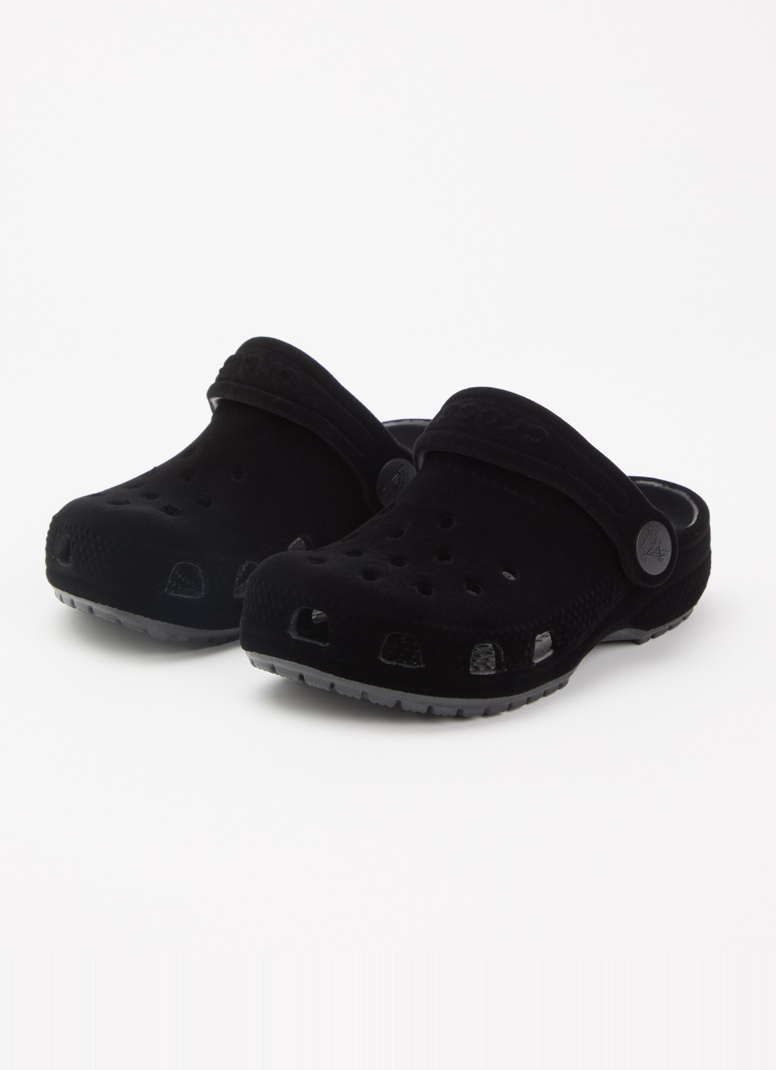 Crocs Classic Velvet Clog instapper met logo - voorkant 4 zwart