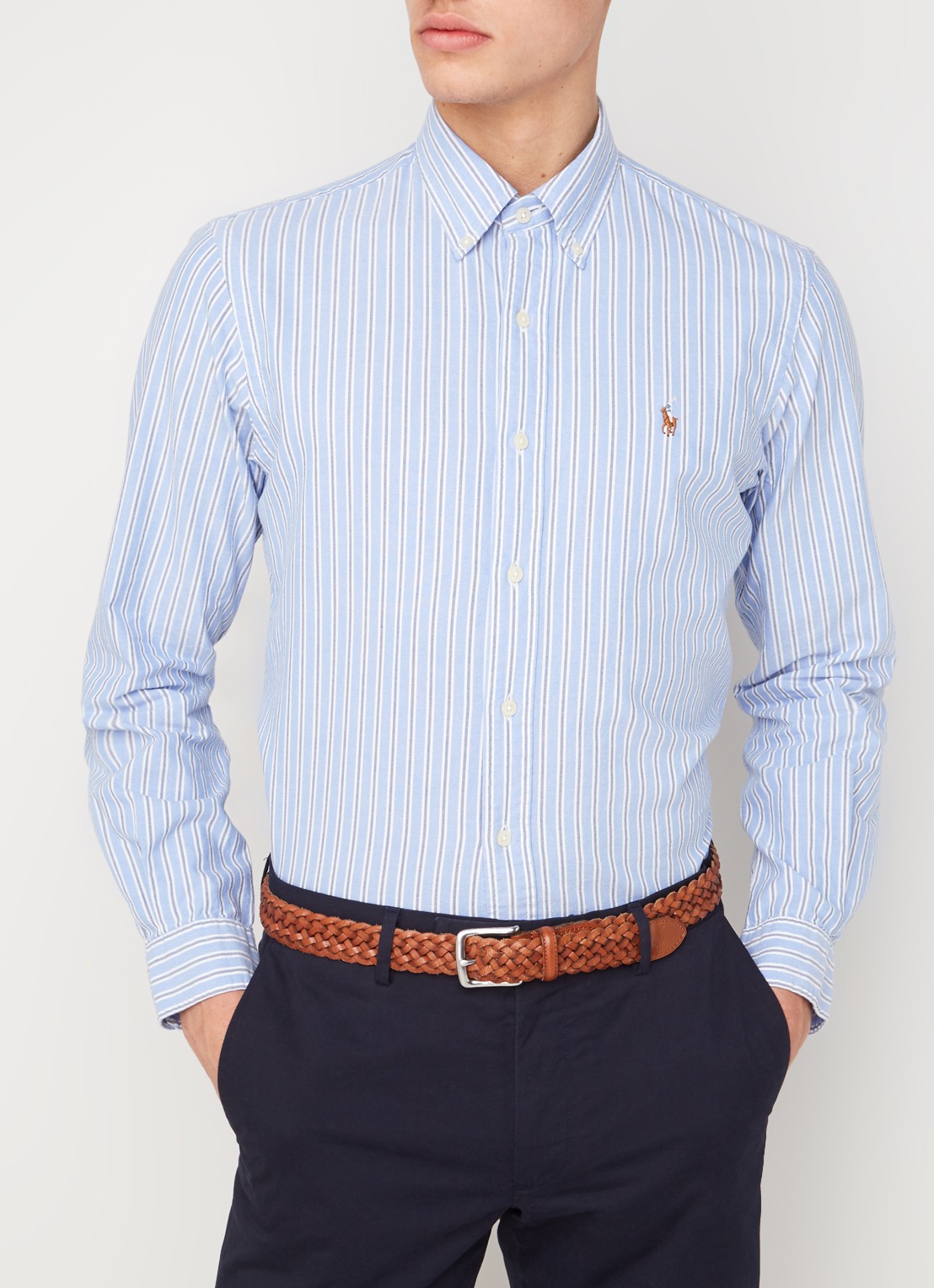 Custom fit button down-overhemd - detail 4 patterned - blue