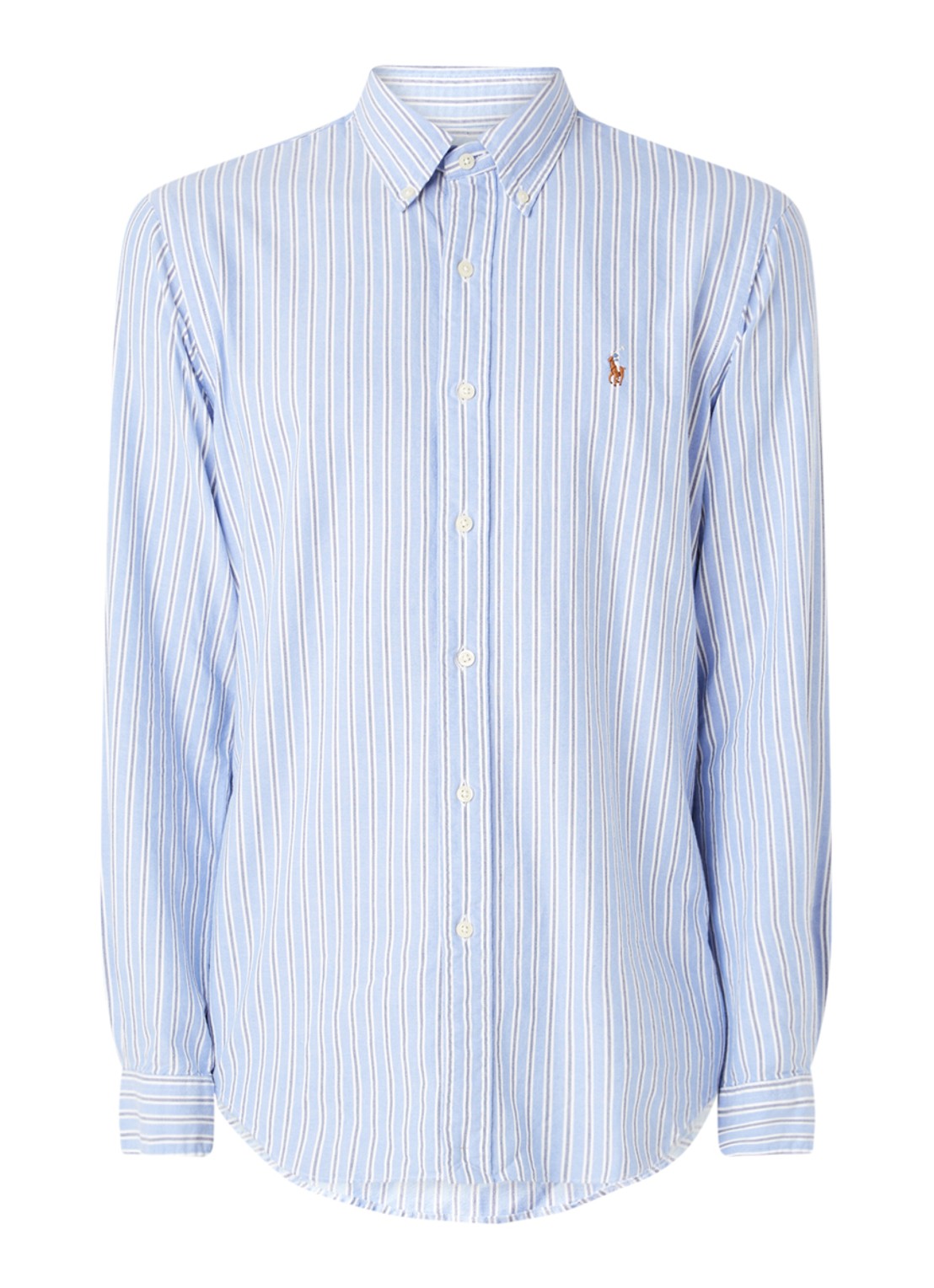Custom fit button down-overhemd - voorkant 2 patterned - blue
