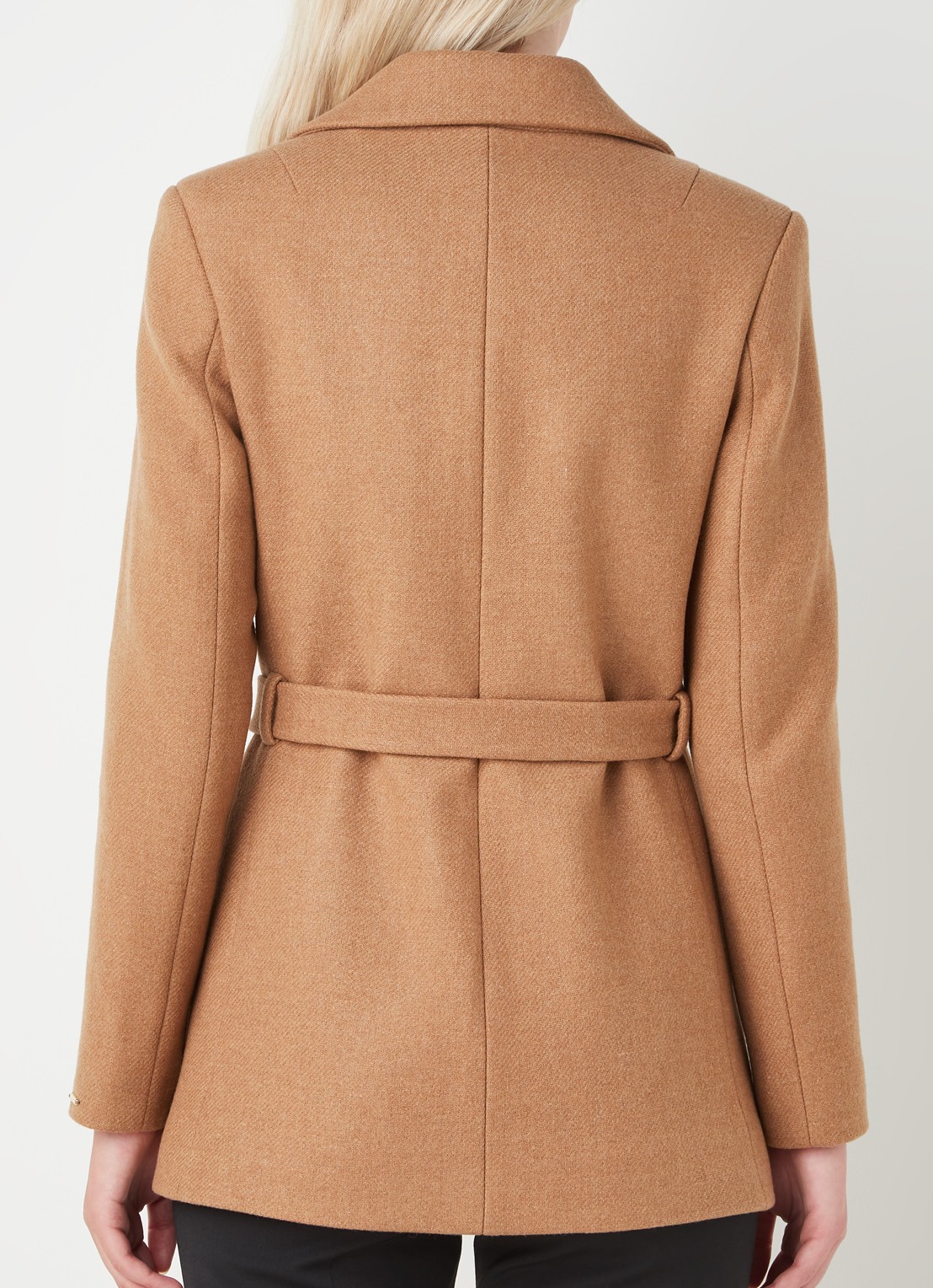 CVRD Eloise mantel in wolblend met strikceintuur - achterkant 3 camel