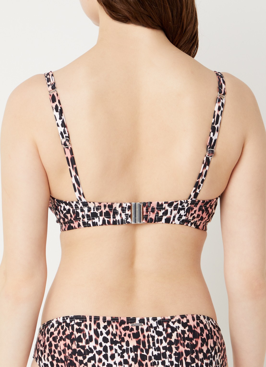 Cyell Balconette bikinitop met panterprint - achterkant koraal