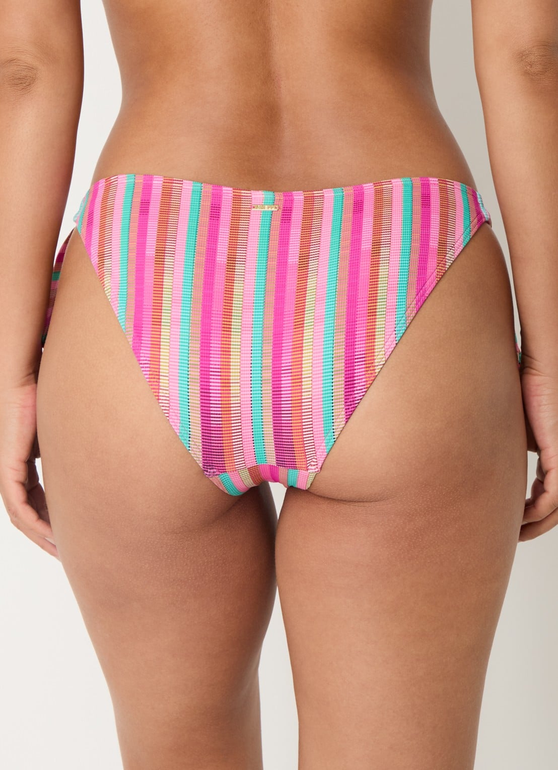 Cyell Bikinislip met streepprint - achterkant 5 donkerroze