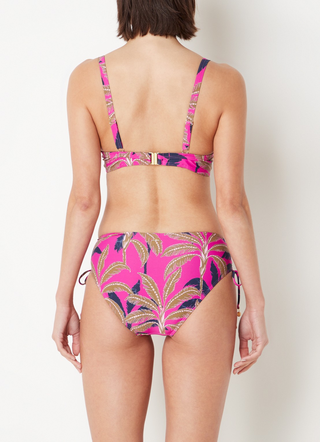 Cyell Bikinitop met beugel en bladprint - achterkant 9 fuchsia