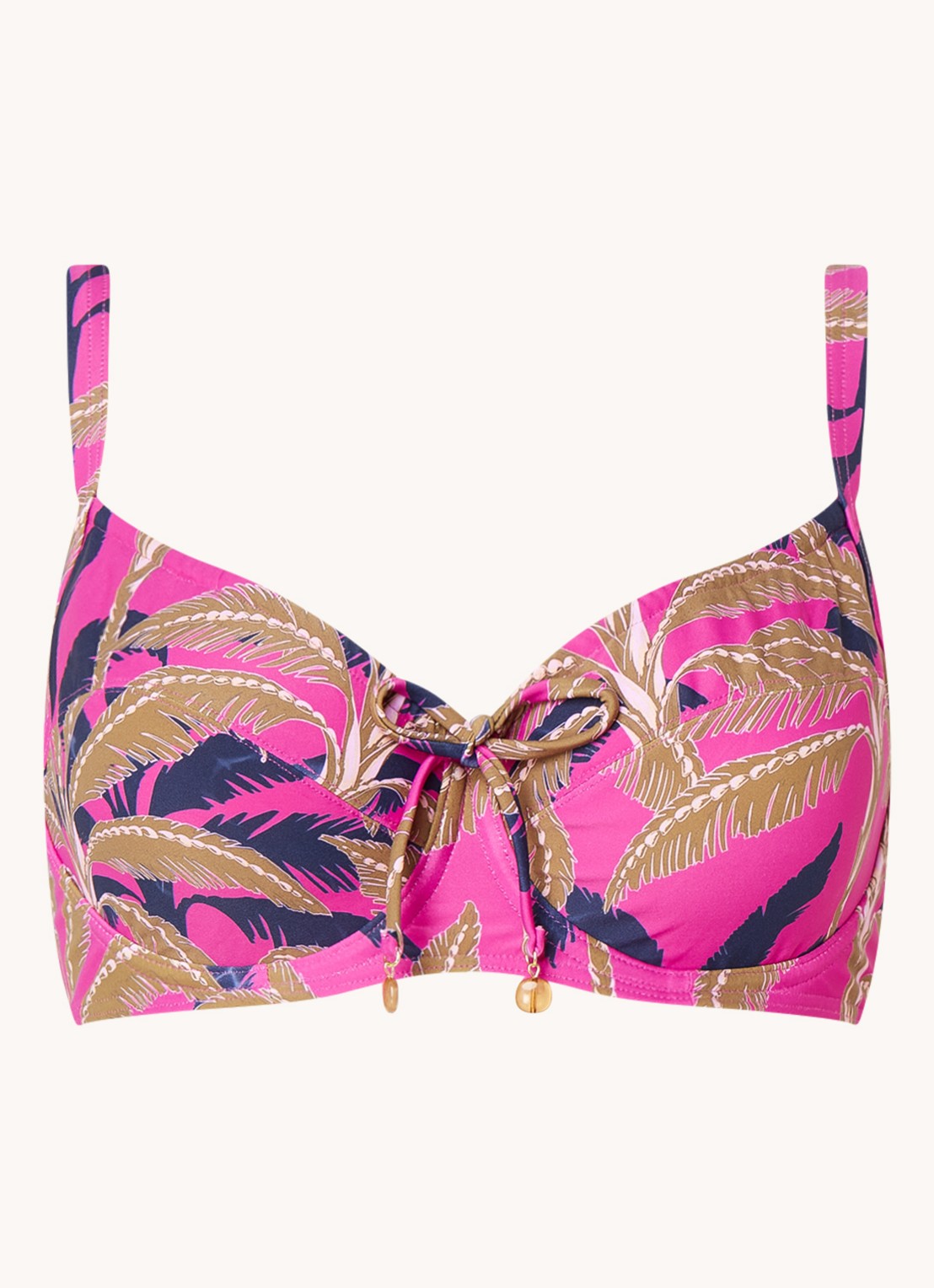 Cyell Bikinitop met beugel en bladprint - voorkant 3 fuchsia