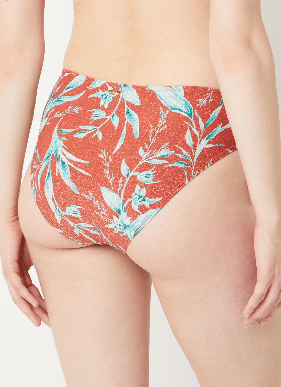 Cyell High waisted bikinislip met print - achterkant steenrood