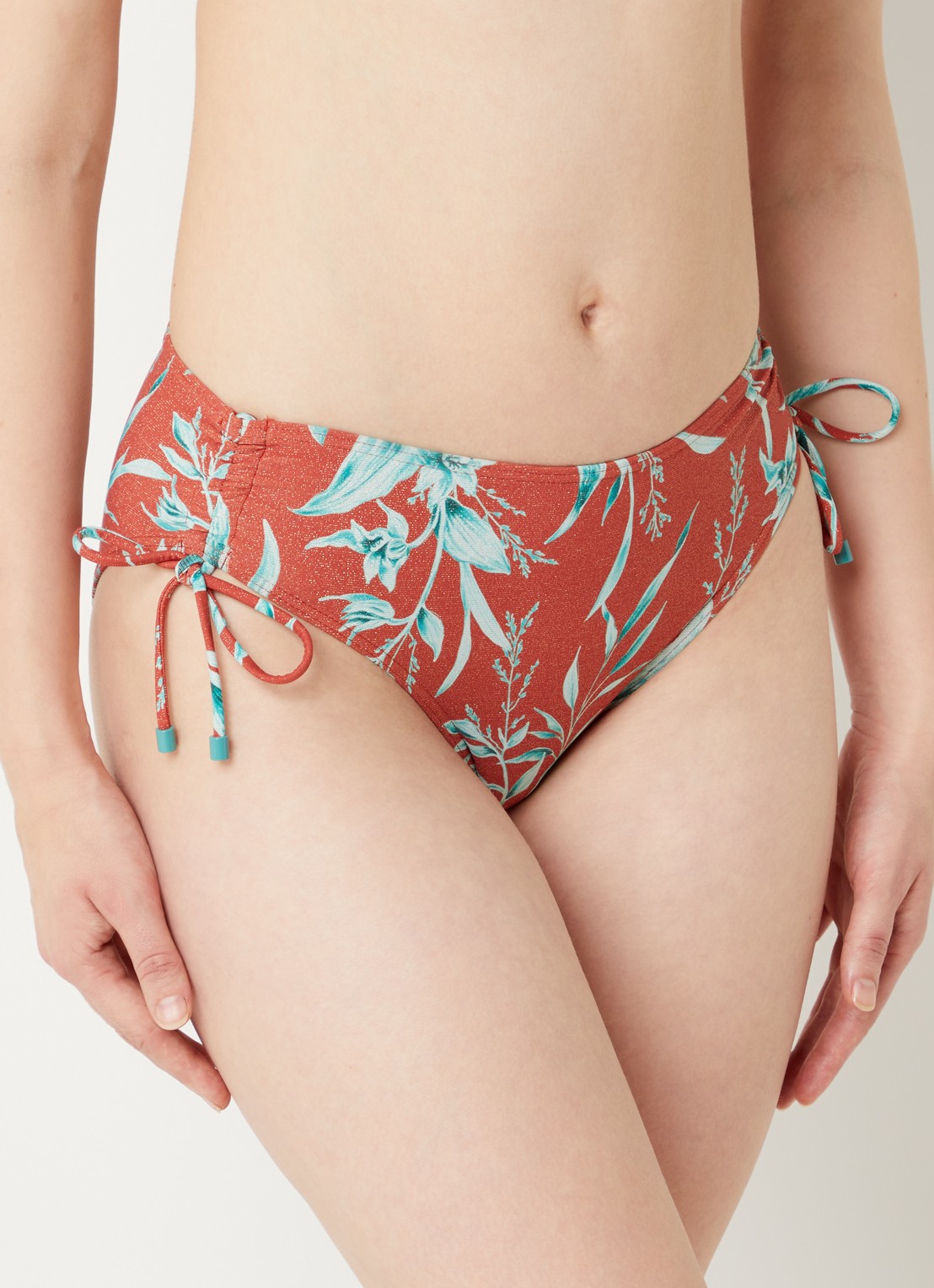 Cyell High waisted bikinislip met print - voorkant 3 steenrood