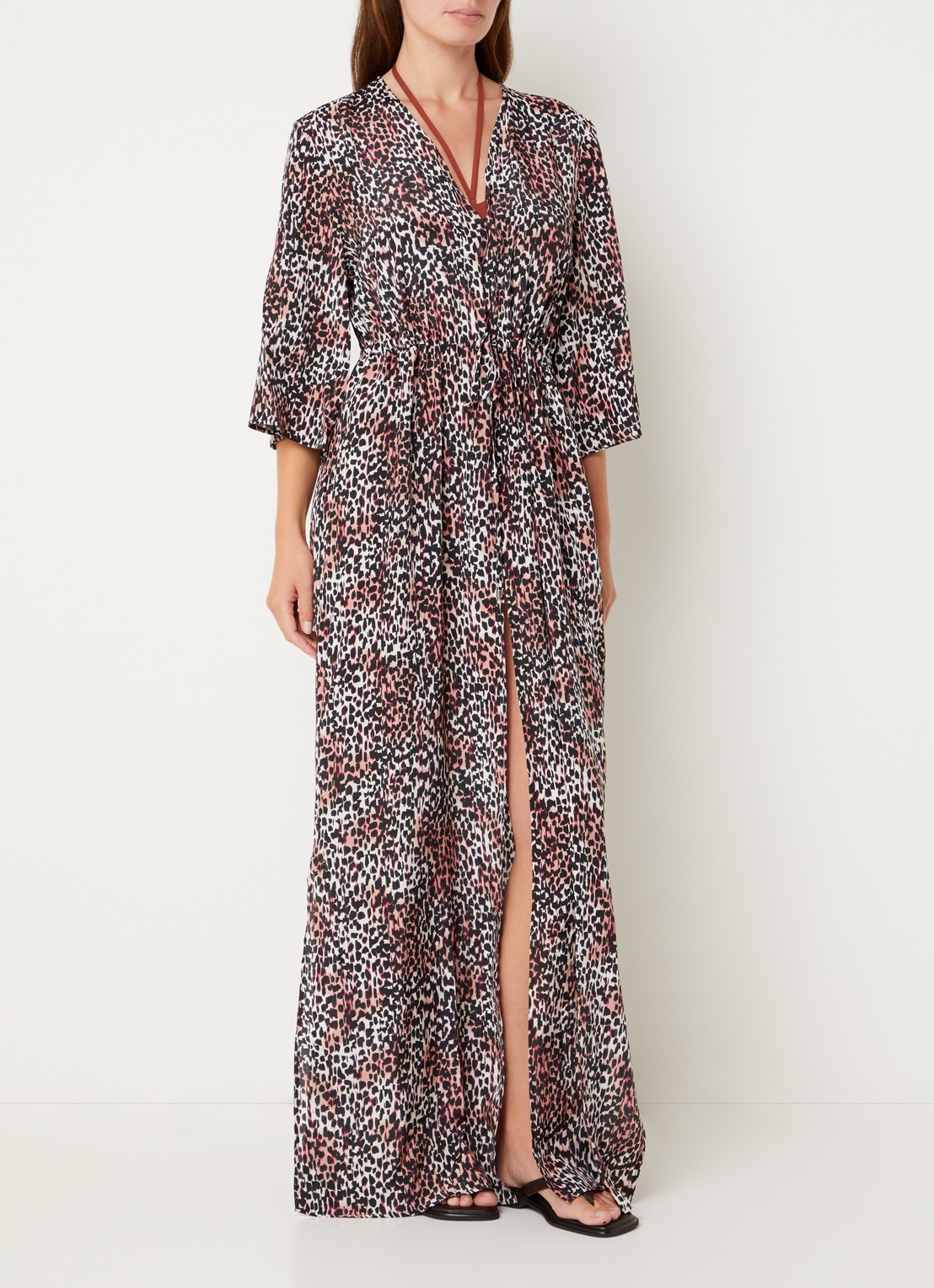 Cyell Kimono met panterprint - detail 3 zwart