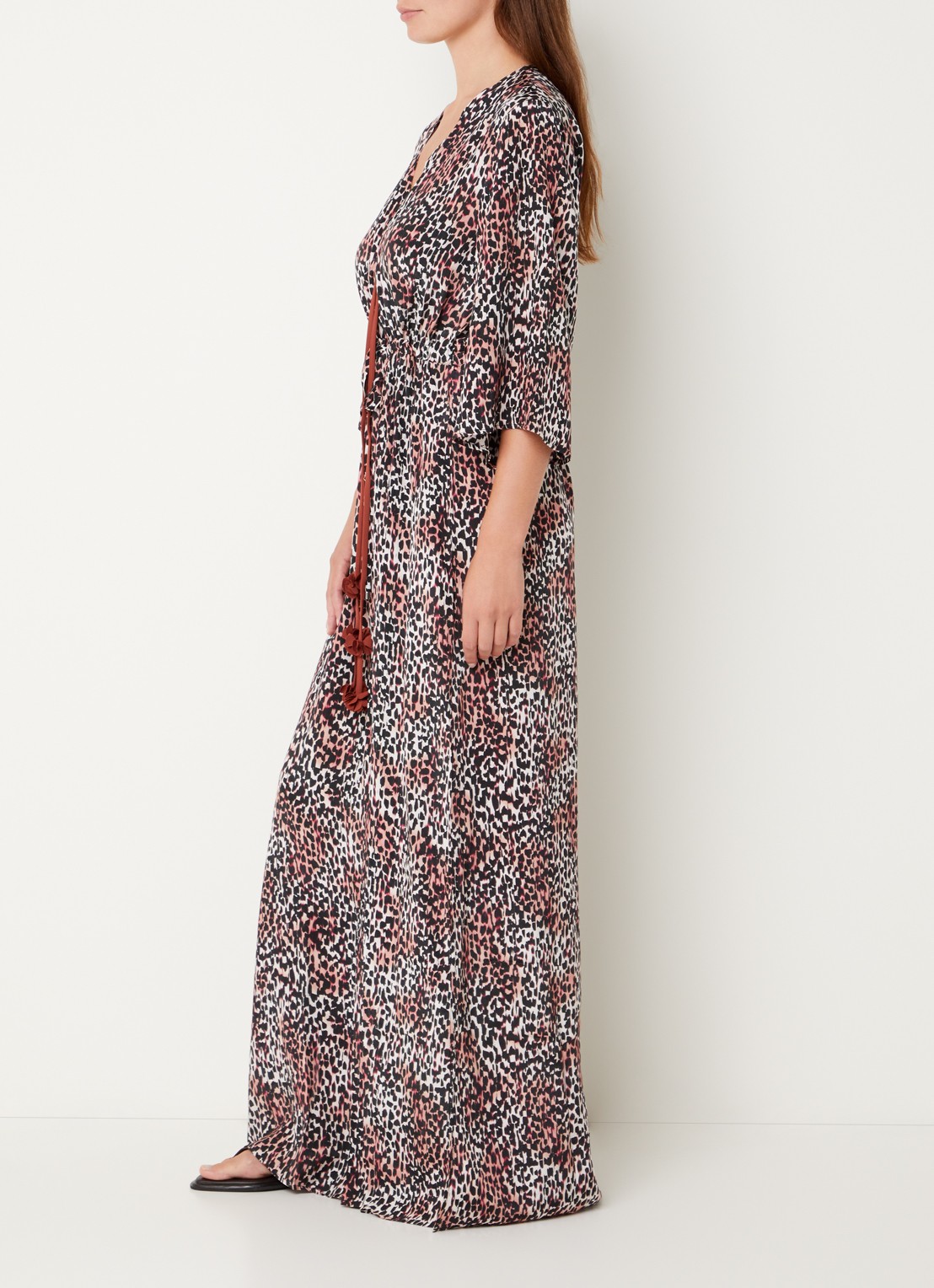 Cyell Kimono met panterprint - voorkant 2 zwart