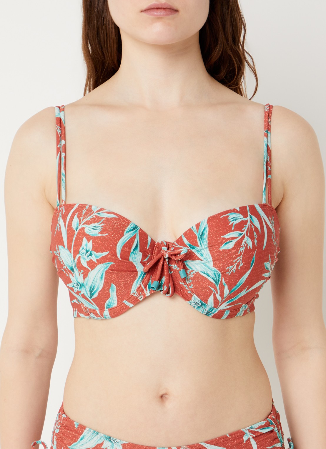 Cyell Voorgevormde balconette bikinitop met luruex - voorkant 3 roestbruin