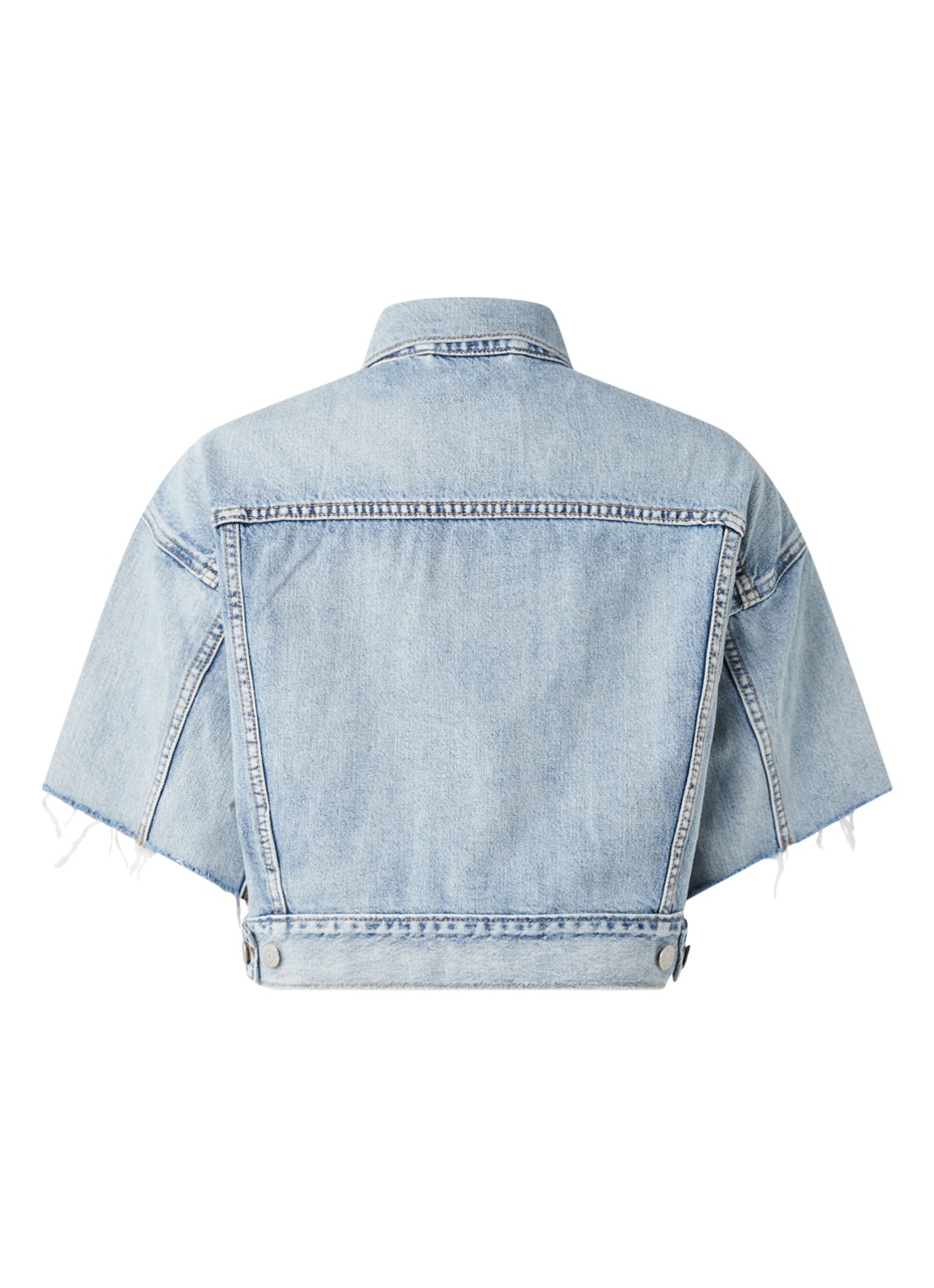 Dad Trucker cropped spijkerjas met korte mouw - achterkant 2 indigo