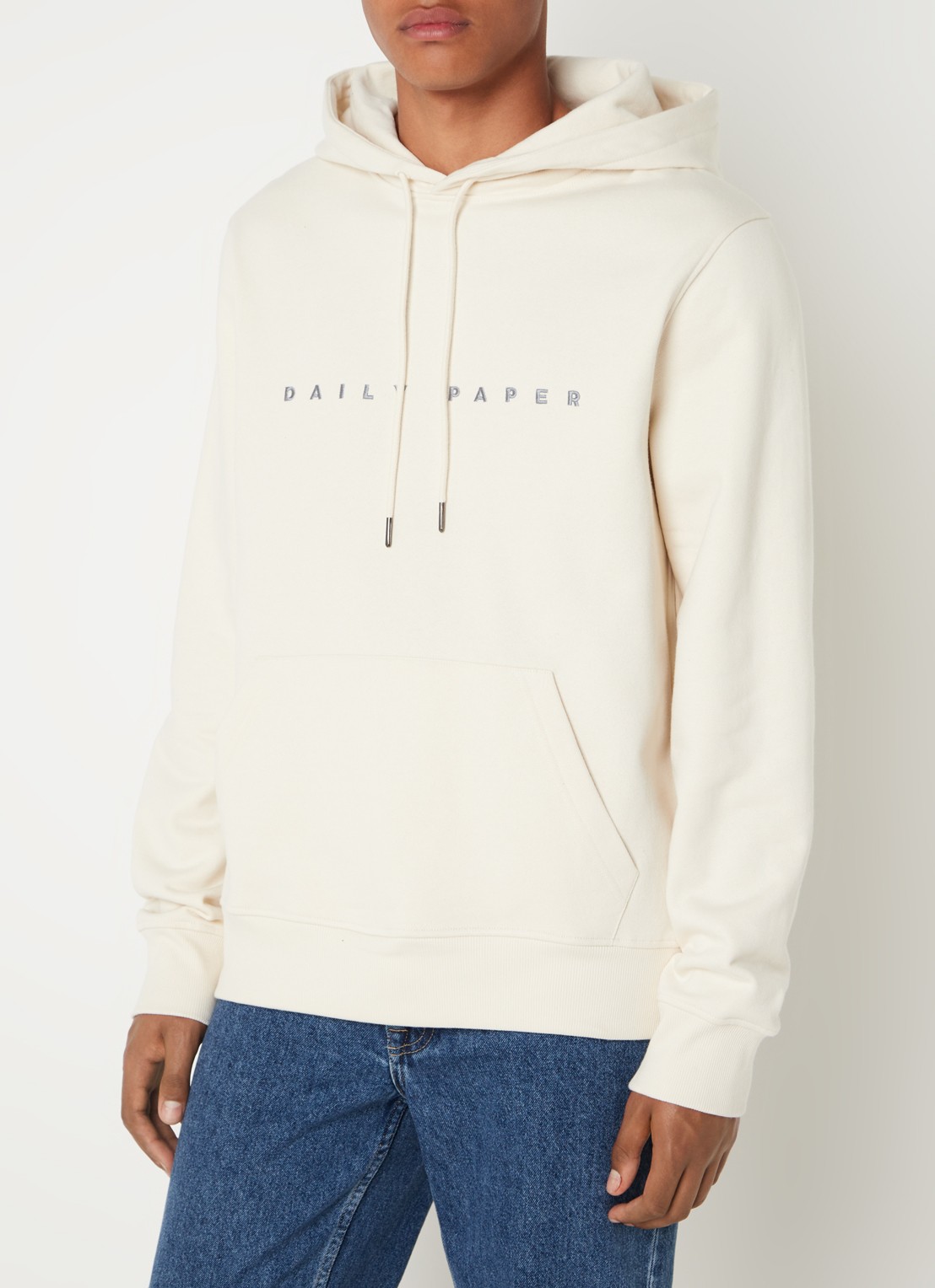 Daily Paper Alias hoodie met logoborduring - detail 3 ivoor