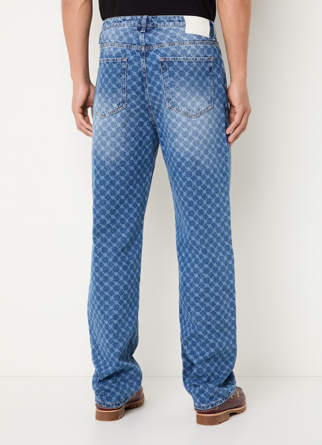 Daily Paper Amba mid waist straight leg jeans met logoprint  - achterkant 5 middenblauw