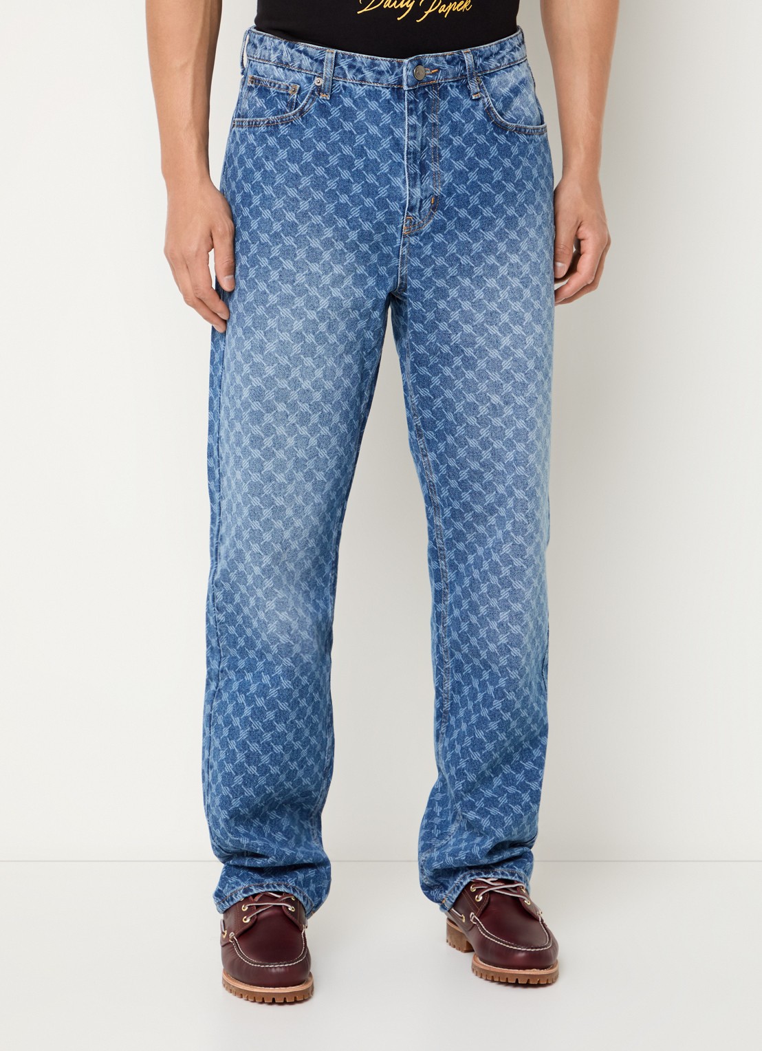 Daily Paper Amba mid waist straight leg jeans met logoprint  - detail 3 middenblauw