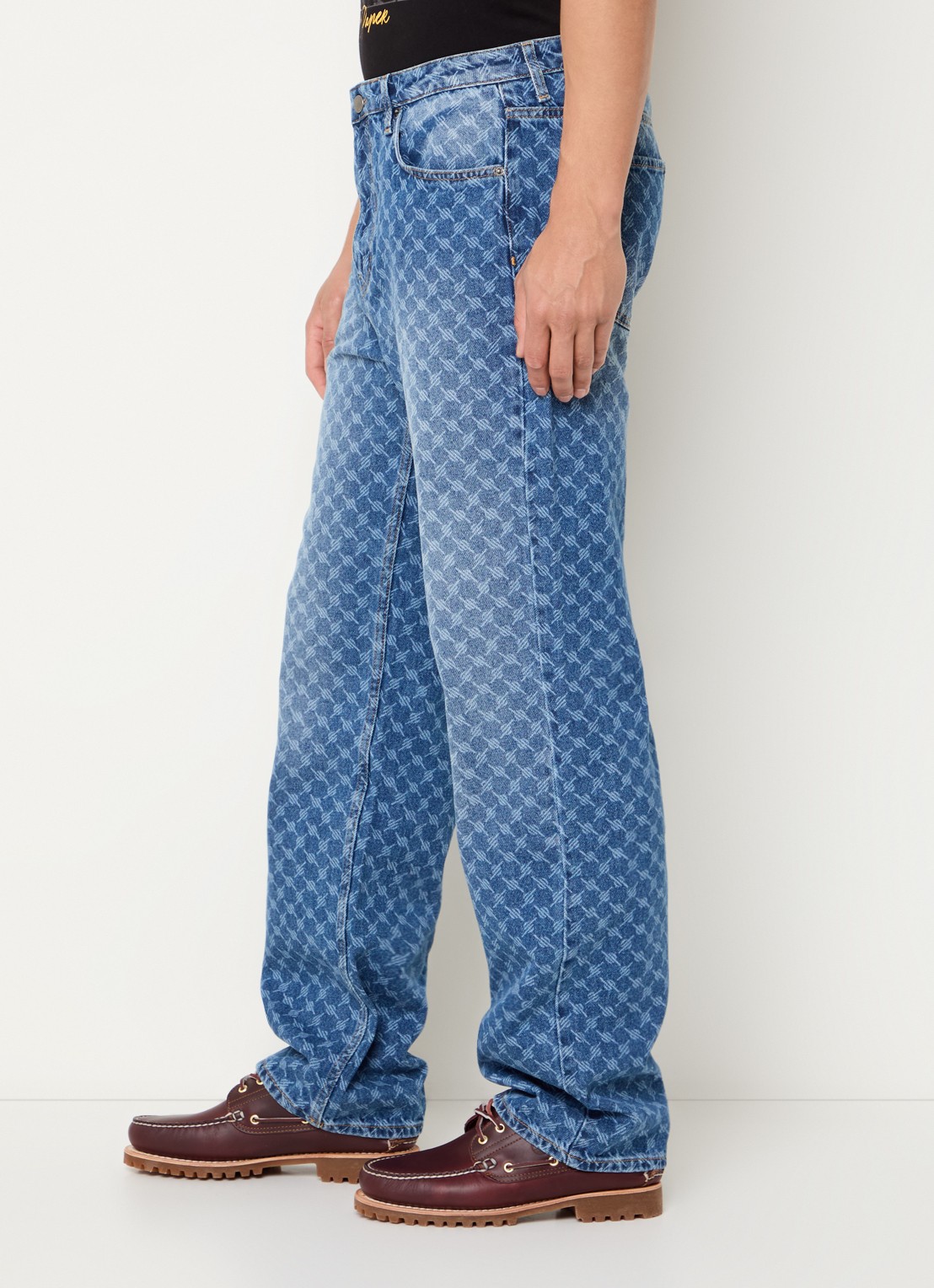 Daily Paper Amba mid waist straight leg jeans met logoprint  - detail 4 middenblauw