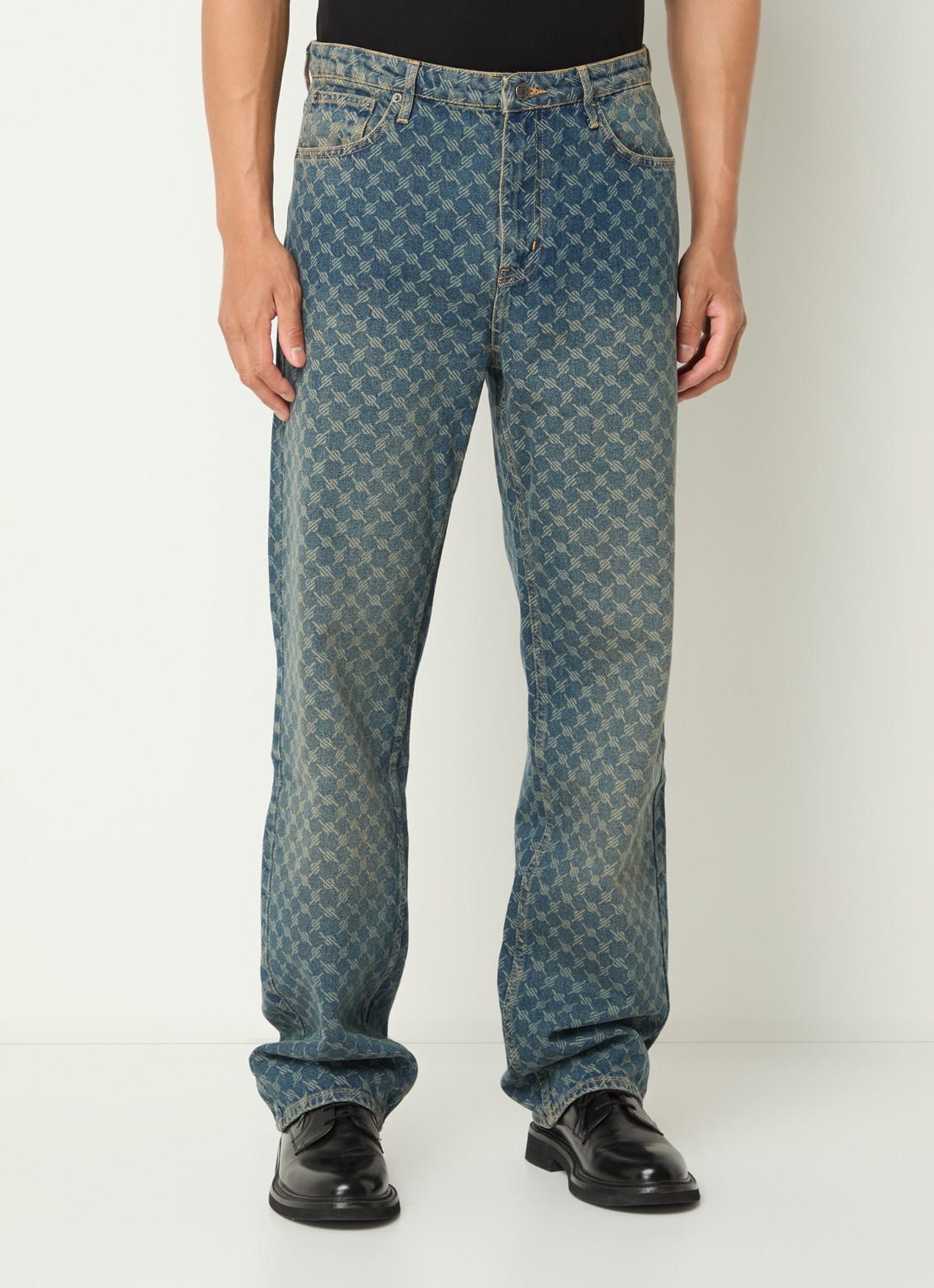 Daily Paper Amba mid waist straight leg jeans met logoprint  - detail 2 indigo