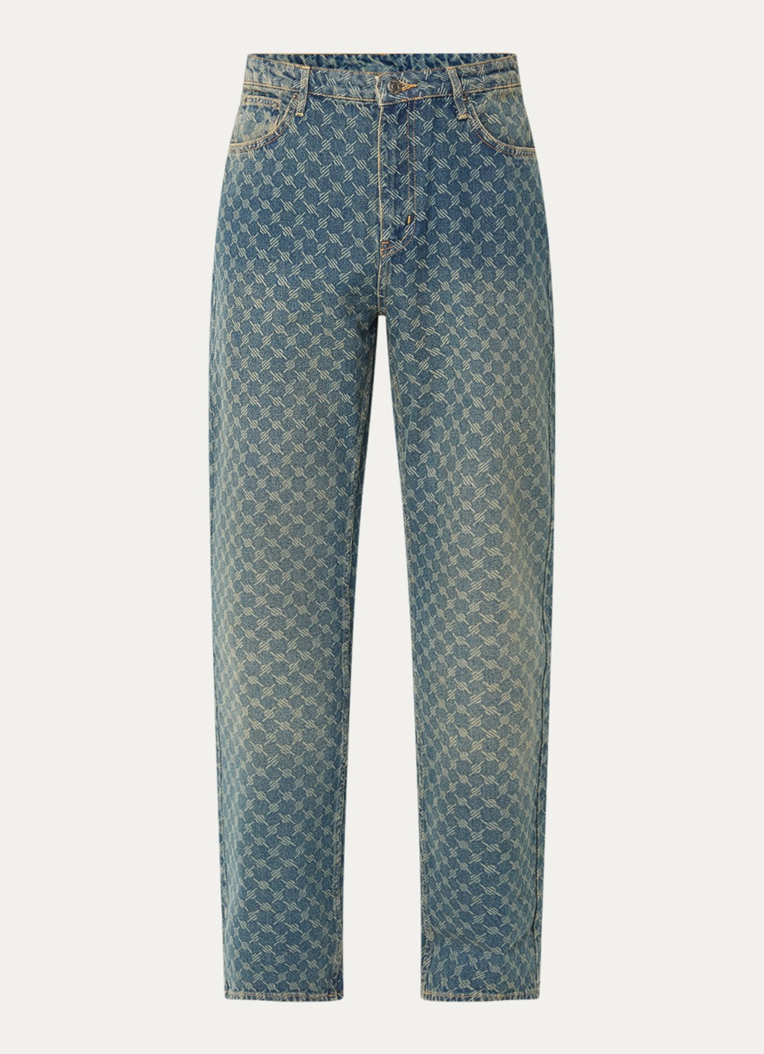 Daily Paper Amba mid waist straight leg jeans met logoprint  - voorkant 5 indigo
