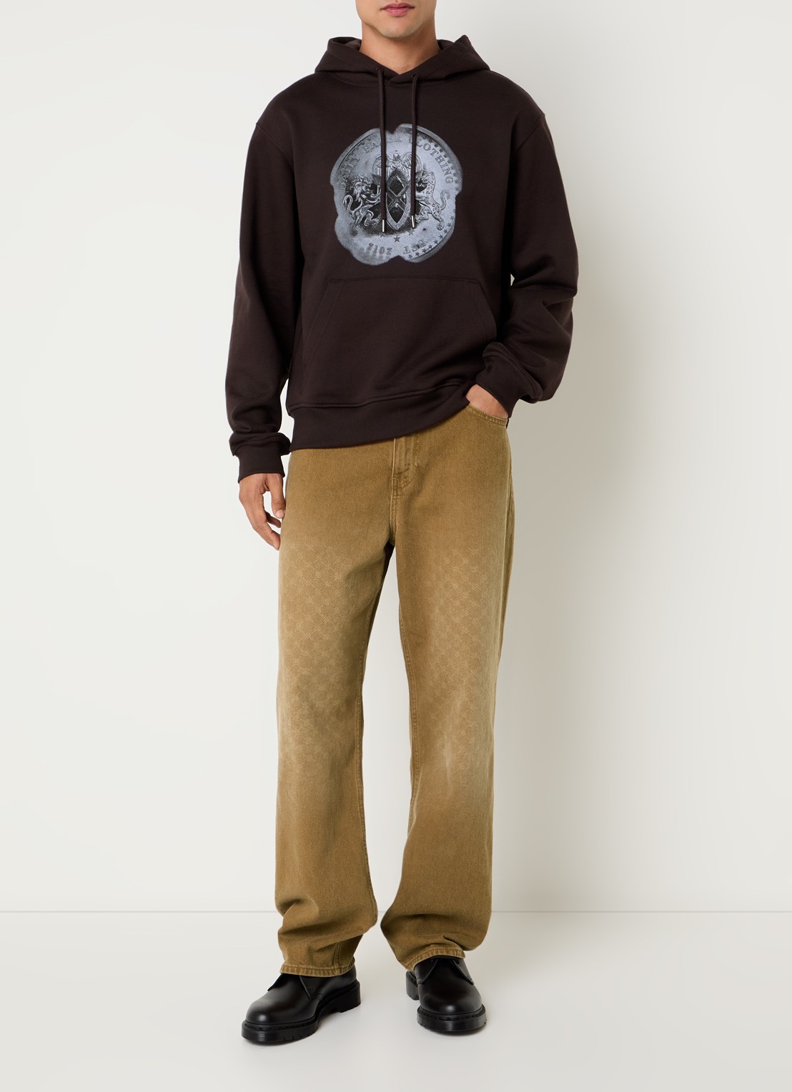 Daily Paper Amba straight leg jeans met logoprint - voorkant beige