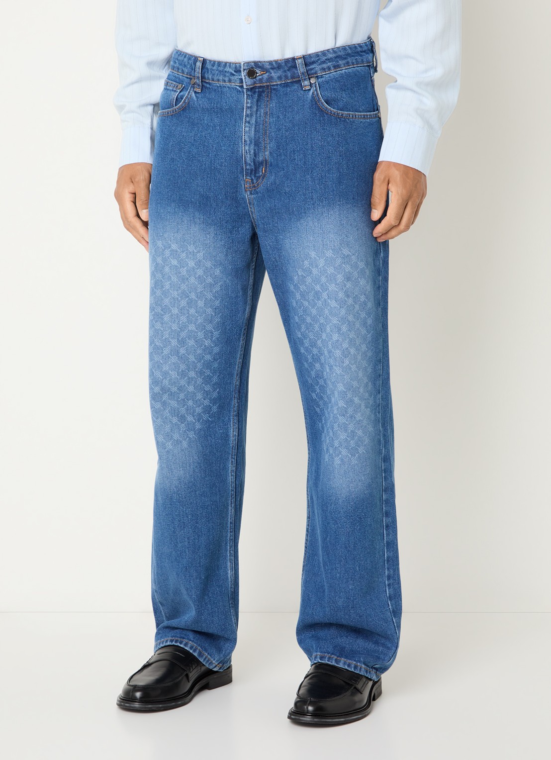 Daily Paper Amba straight leg jeans met logoprint - detail 4 indigo