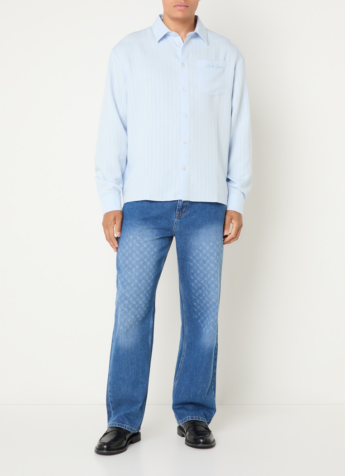 Daily Paper Amba straight leg jeans met logoprint - voorkant 2 indigo