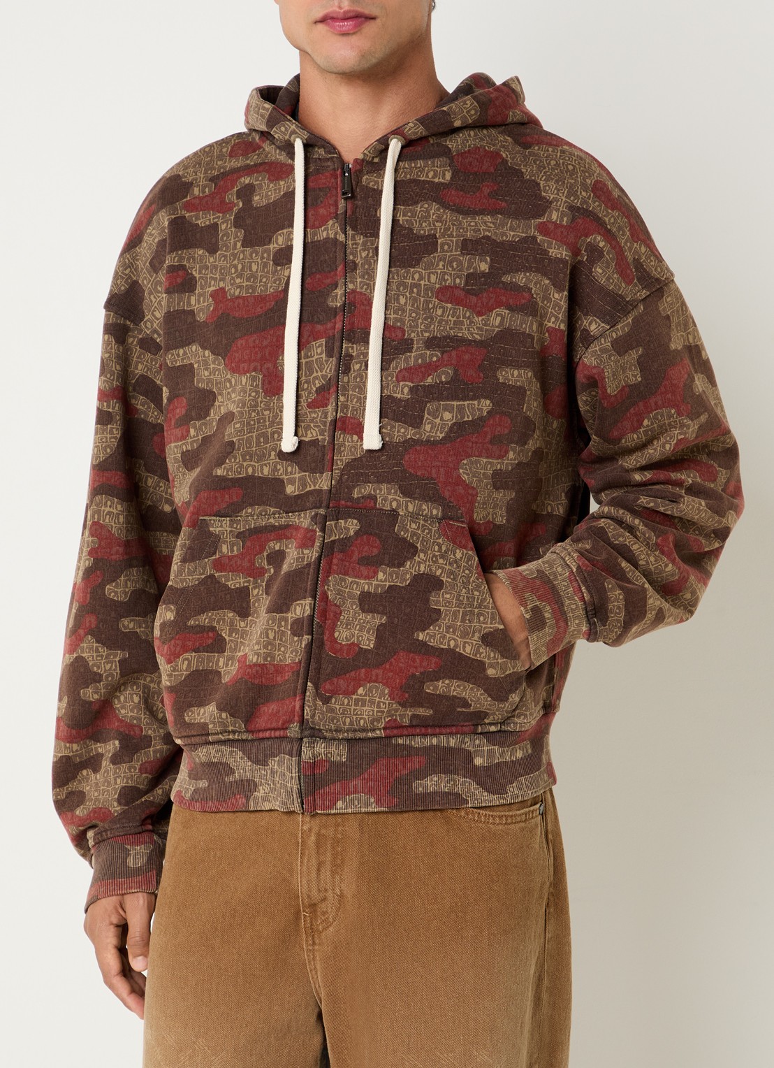 Daily Paper Boxy sweatvest met logo en print - detail 4 bruin