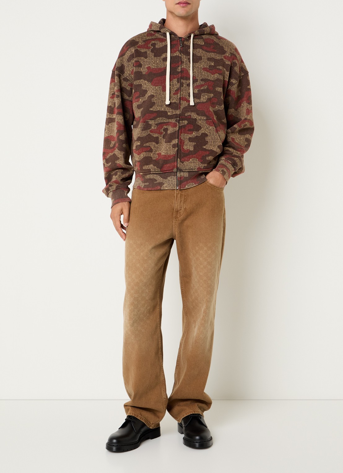 Daily Paper Boxy sweatvest met logo en print - voorkant 2 bruin