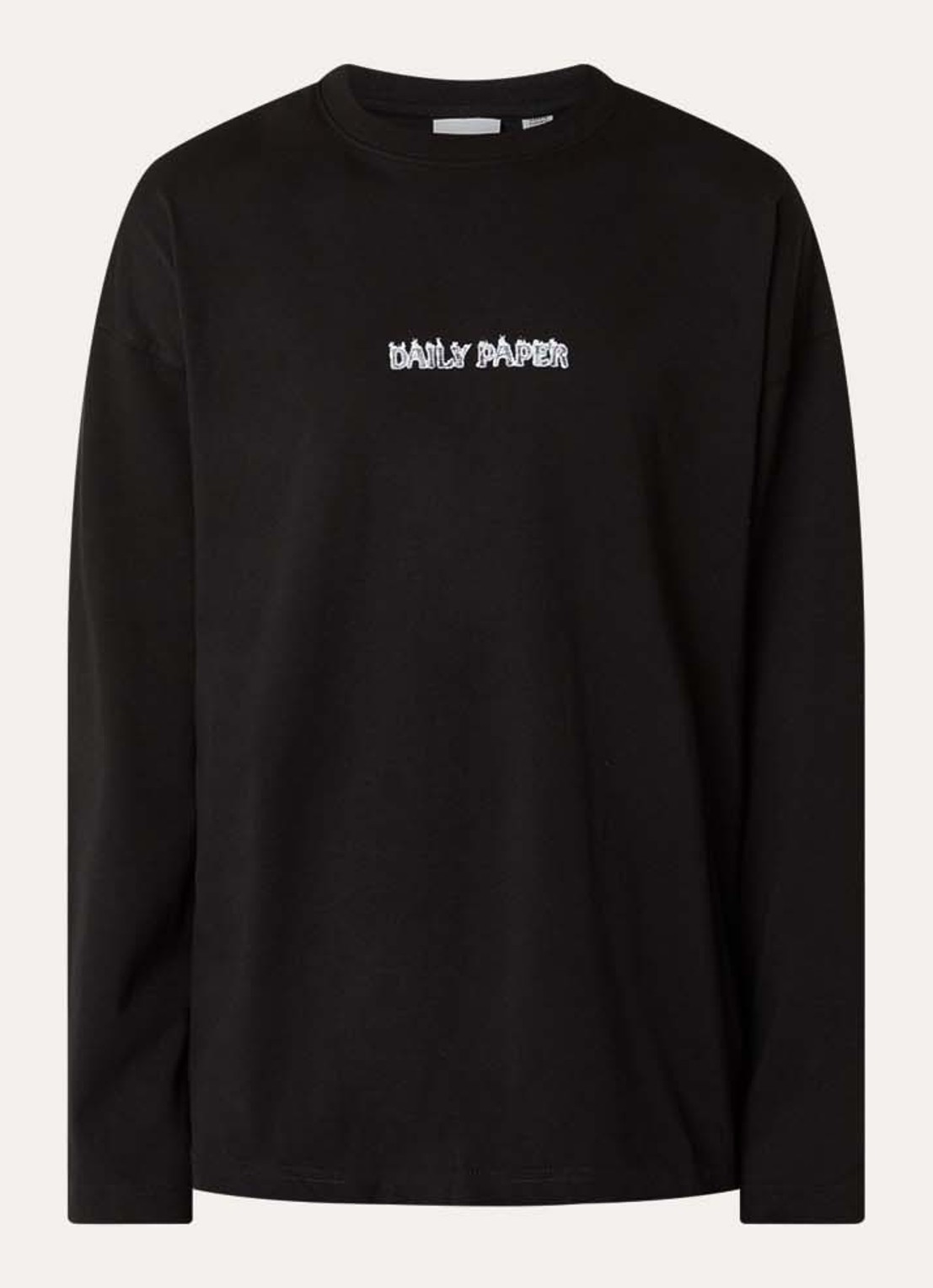 Daily Paper Burned Shield longsleeve met logo- en backprint - voorkant 2 zwart