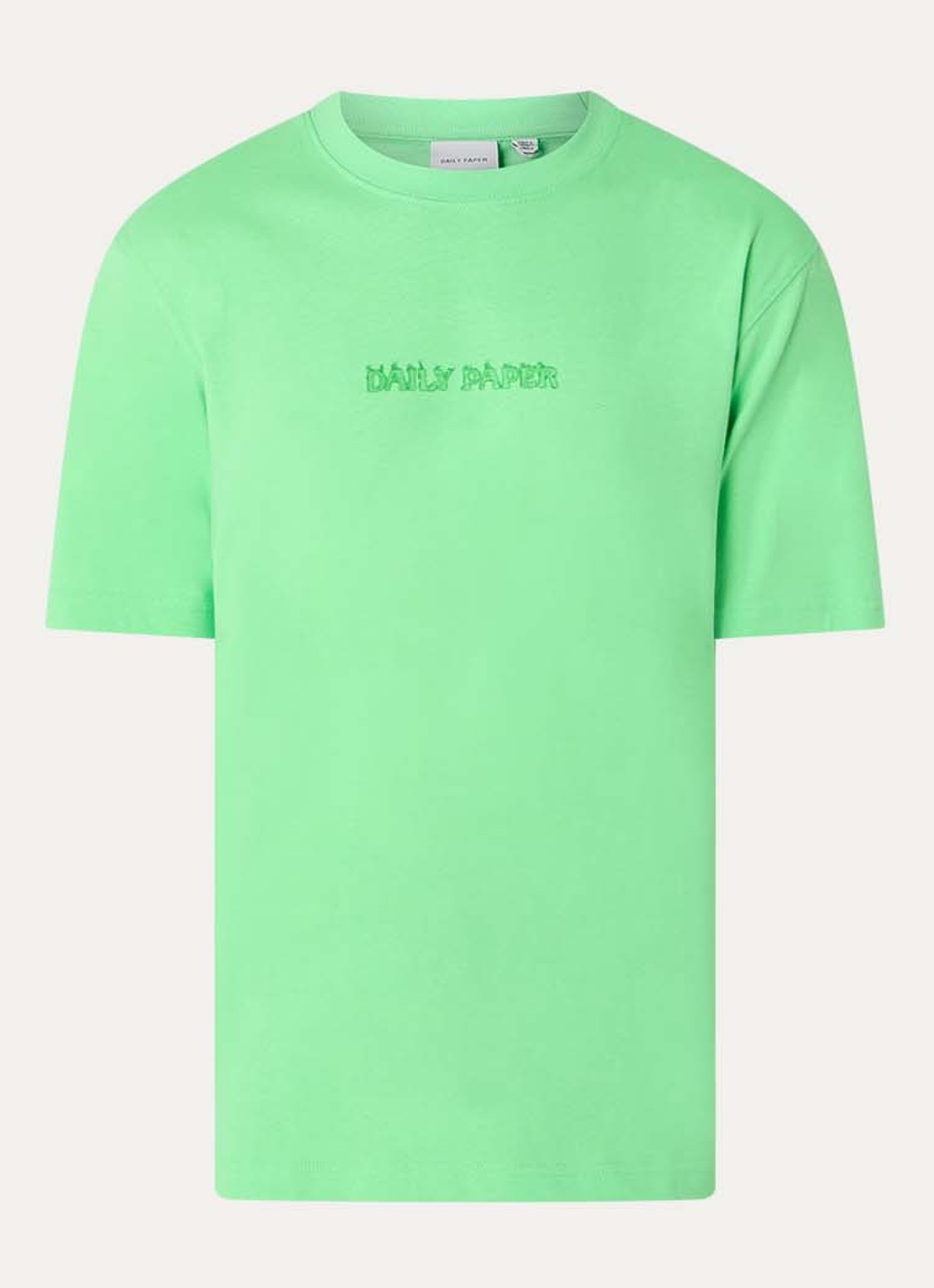 Daily Paper Burned Shield T-shirt met logo- en backprint - voorkant 2 groen